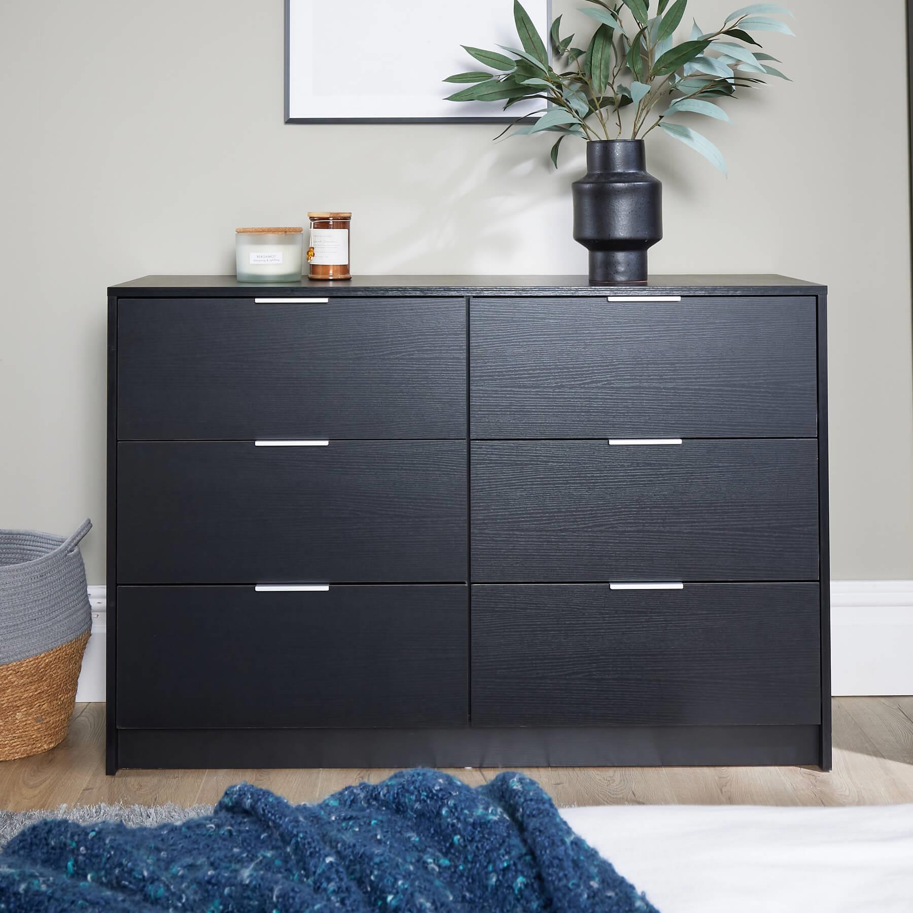 Chest 6 Drawers Bedroom Furniture Clothing Bedside Storage Organiser Wide - Picture 4 of 30