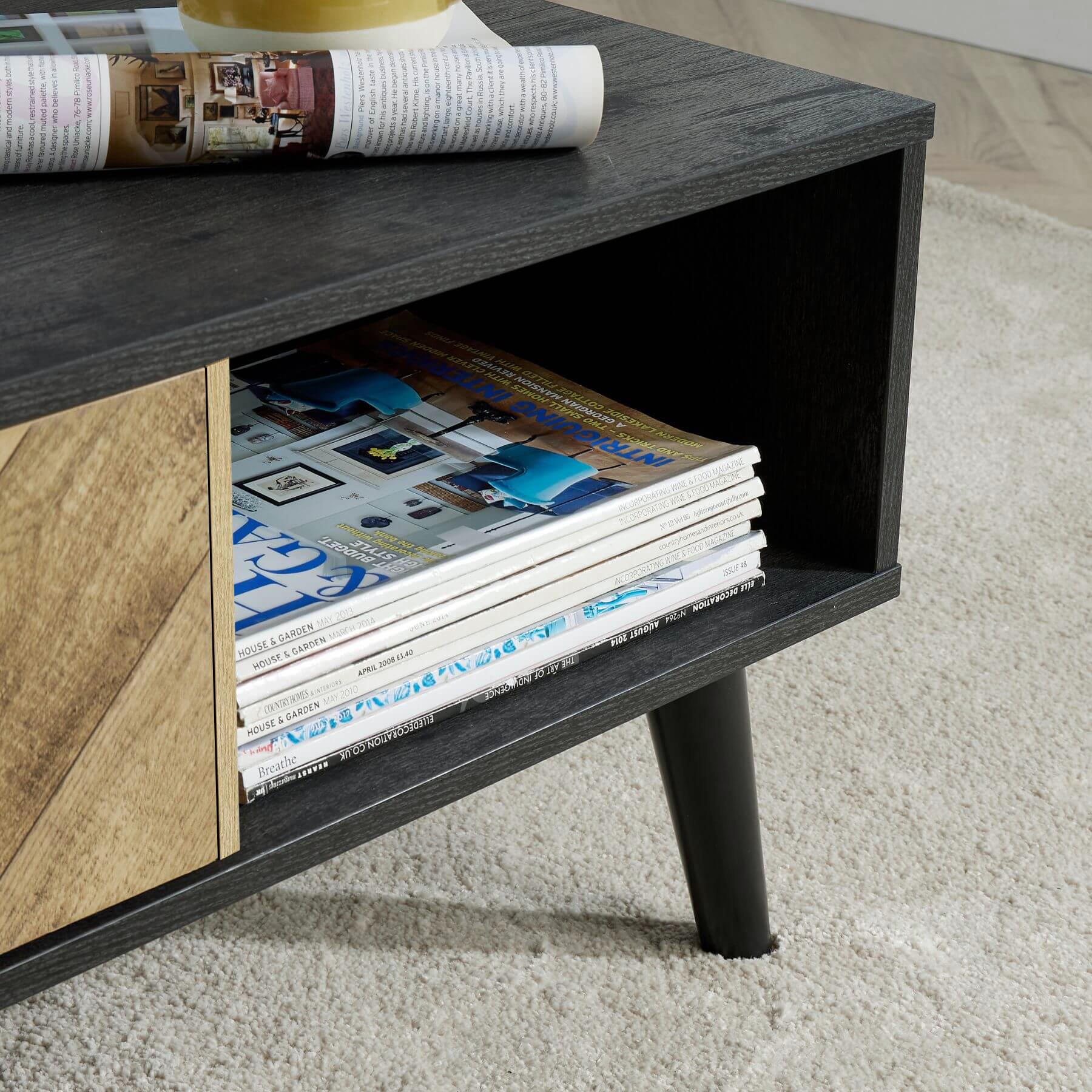 Coffee Table Rectangular 1 Drawer Open Storage Home Living Room Furniture Unit - Picture 9 of 23
