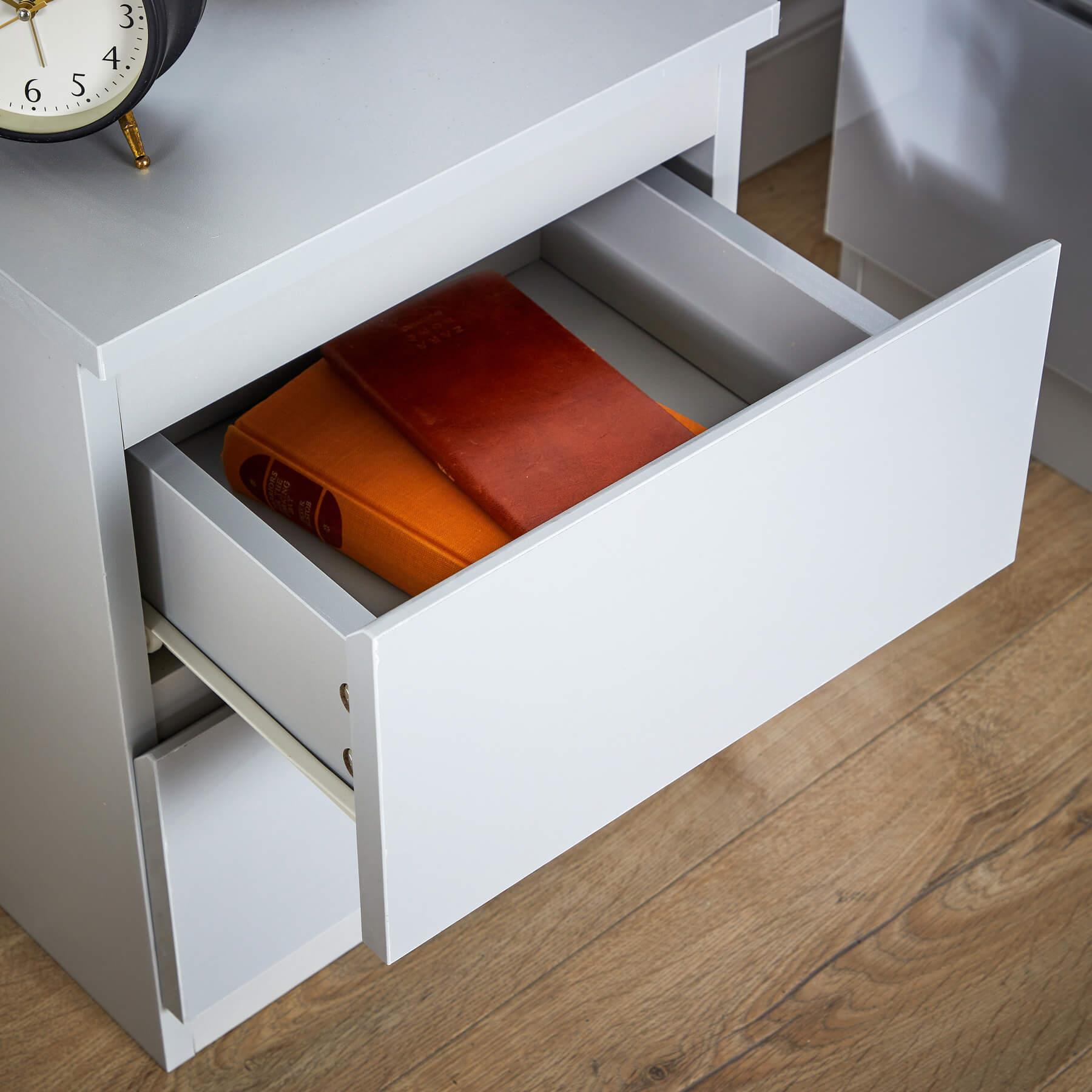 Mesita de noche moderna con 2 cajones mueble dormitorio - Imagen 12 de 21