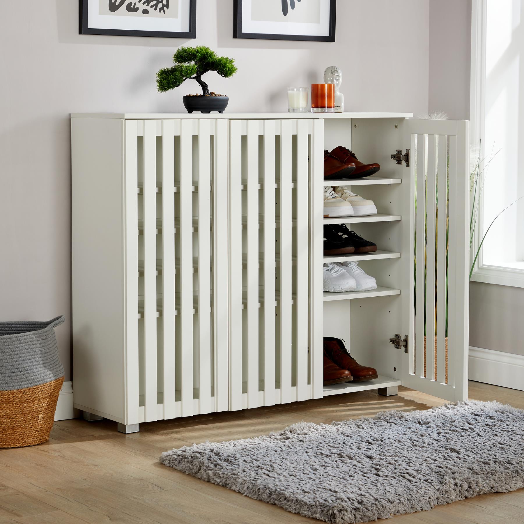 Shoe Storage Cabinet 2/3 Door with Adjustable Shelves Compact Entryway Organiser - Picture 27 of 33