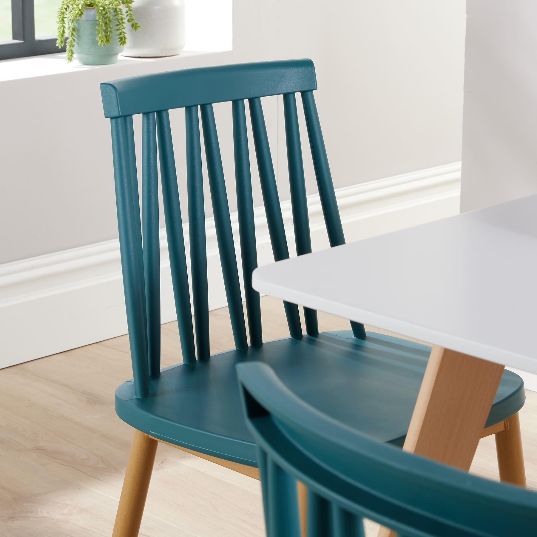 Dining Table Set - 120cm White Top Wooden Legs With 4 Kitchen Chairs Furniture - Picture 62 of 79