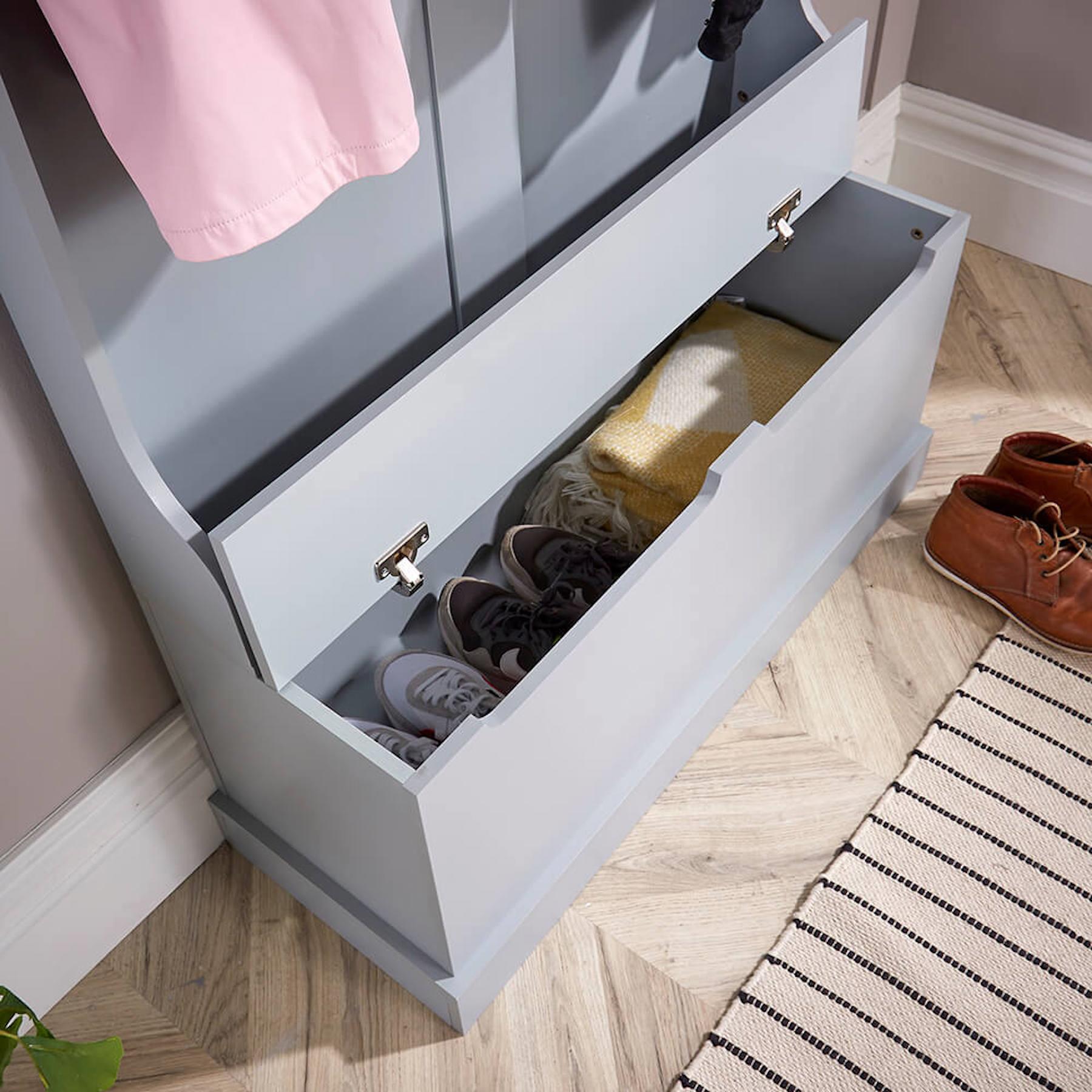 Hallway Storage Bench Painted Wooden Entryway Organiser with Coat Hooks Rack - Picture 9 of 40