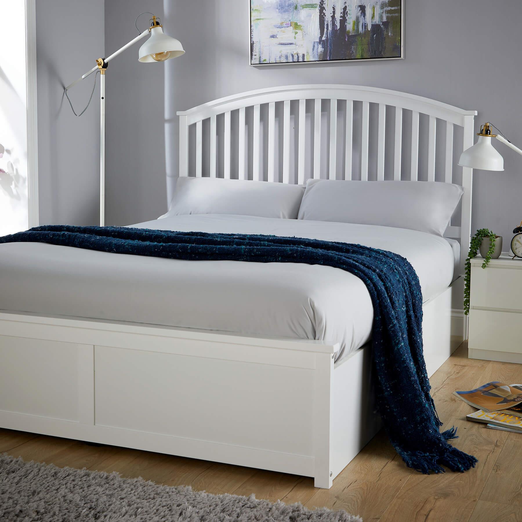 Ottoman Bed Frame Double / King Storage Space End Gas Lift Fabric Modern Style - Picture 5 of 20