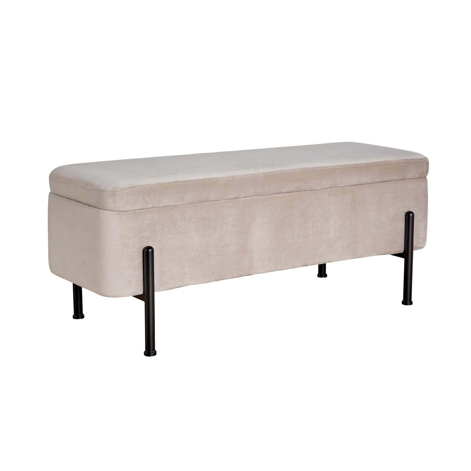 Storage Ottoman Seat Velvet Metal Legs Compact Storage Bedroom Home Furniture - Picture 36 of 55