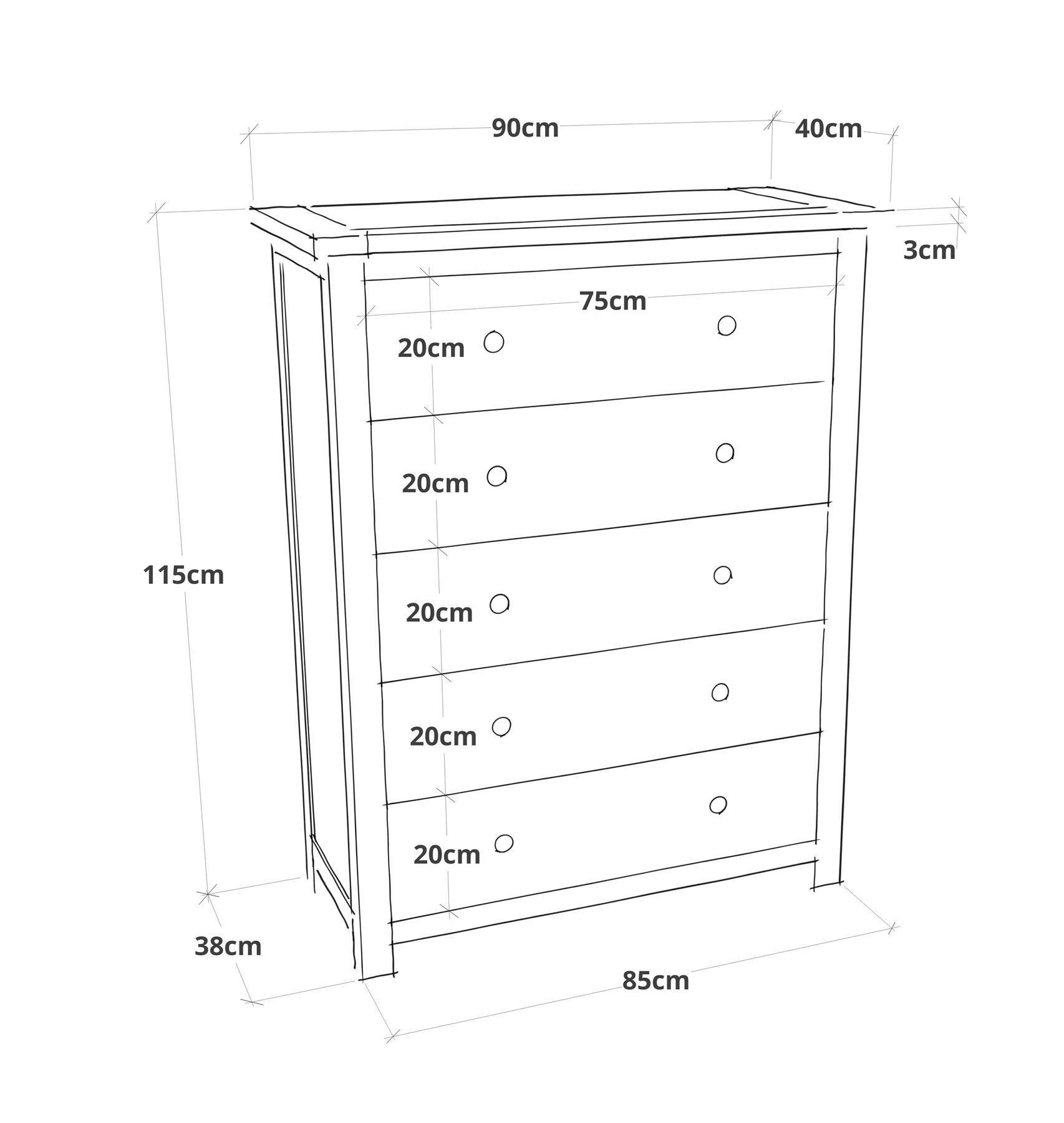 Chest of 4/5/6 Drawers Oak-effect Bedroom Furniture Storage Country Wood Unit - Picture 46 of 46