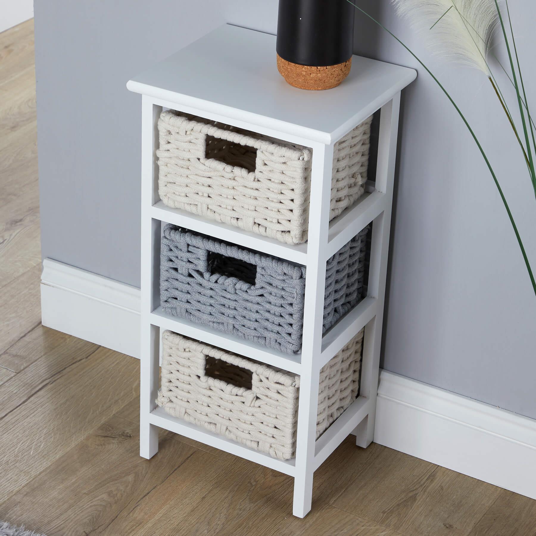 Chest 3/4 Drawers Storage Organiser Coastal Style Woven Basket Fully Assembled - Picture 3 of 17