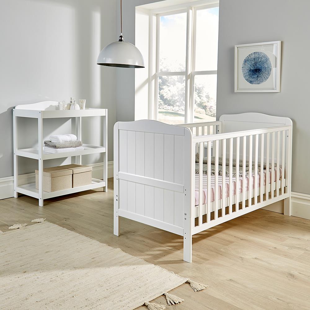 Lullaby Grey Pine Baby Changing Table Nursery Wooden Dresser Station with Shelf