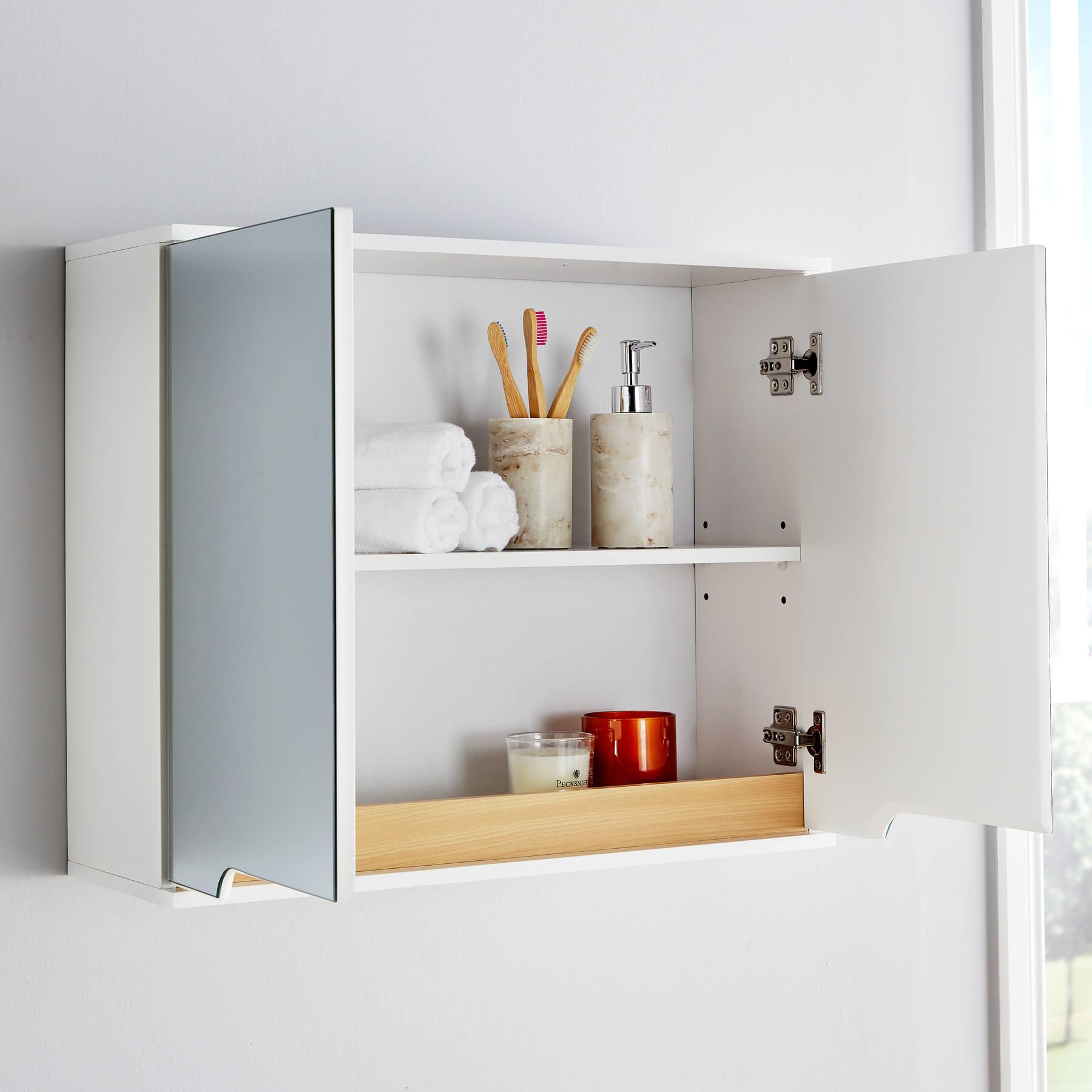 Badschrank Wandmontage Aufbewahrung Regal Organizer Schrank Waschtischunterschrank Weiß - Bild 2 von 16