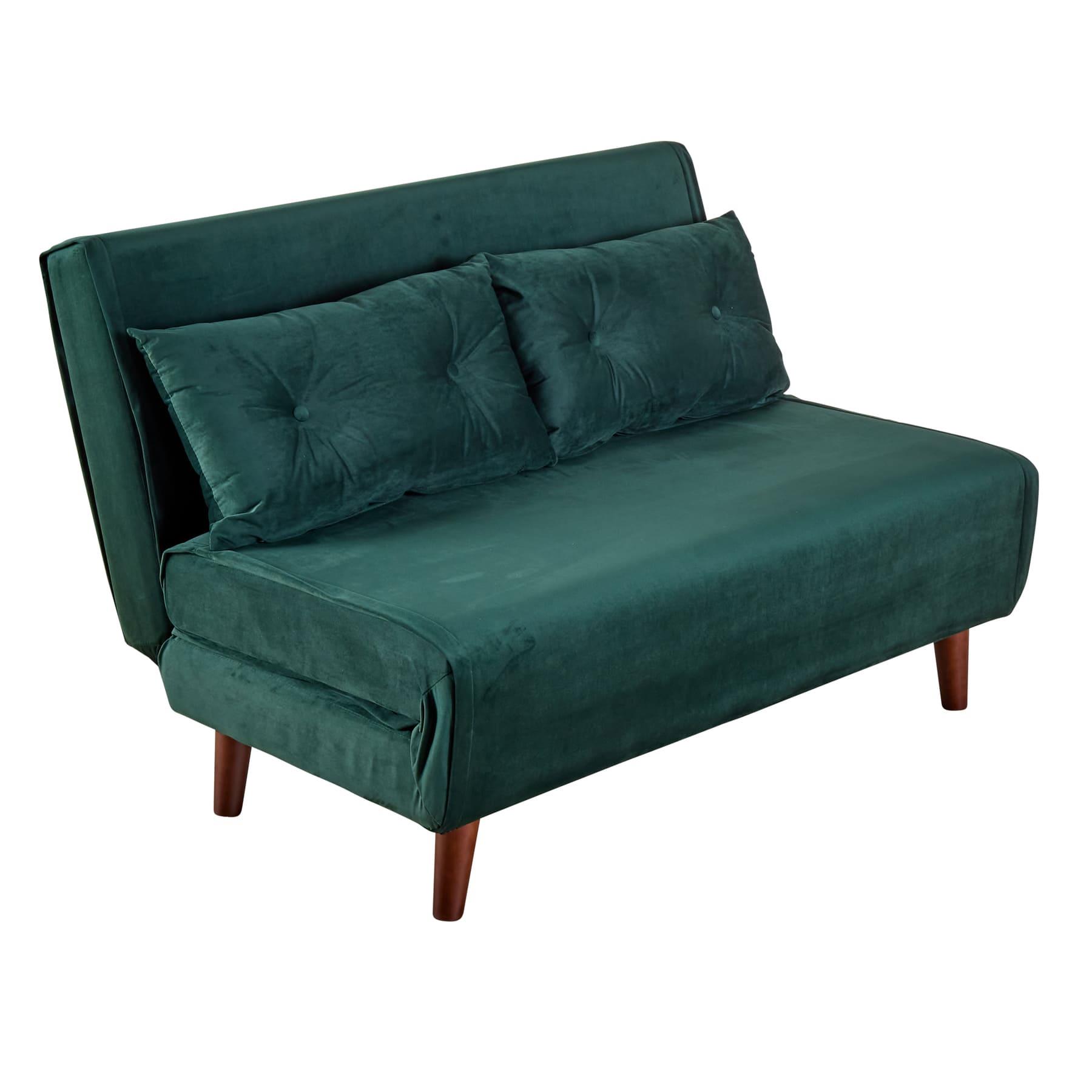 Single or Double Sofa Bed Folding Chair Velvet Wooden Legs Two Pillow Furniture - Produktbild 6