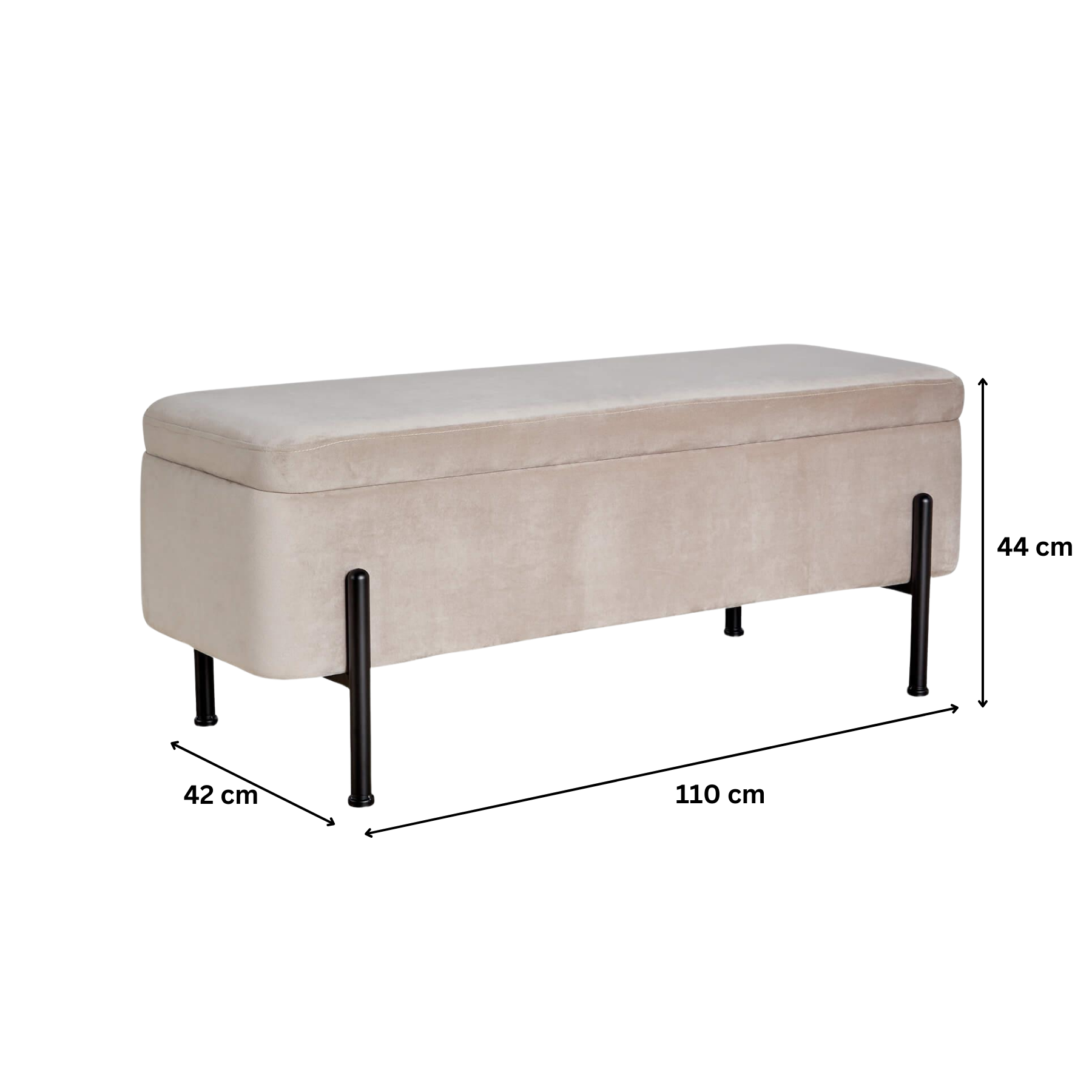 Storage Ottoman Seat Velvet Metal Legs Compact Storage Bedroom Home Furniture - Picture 37 of 55