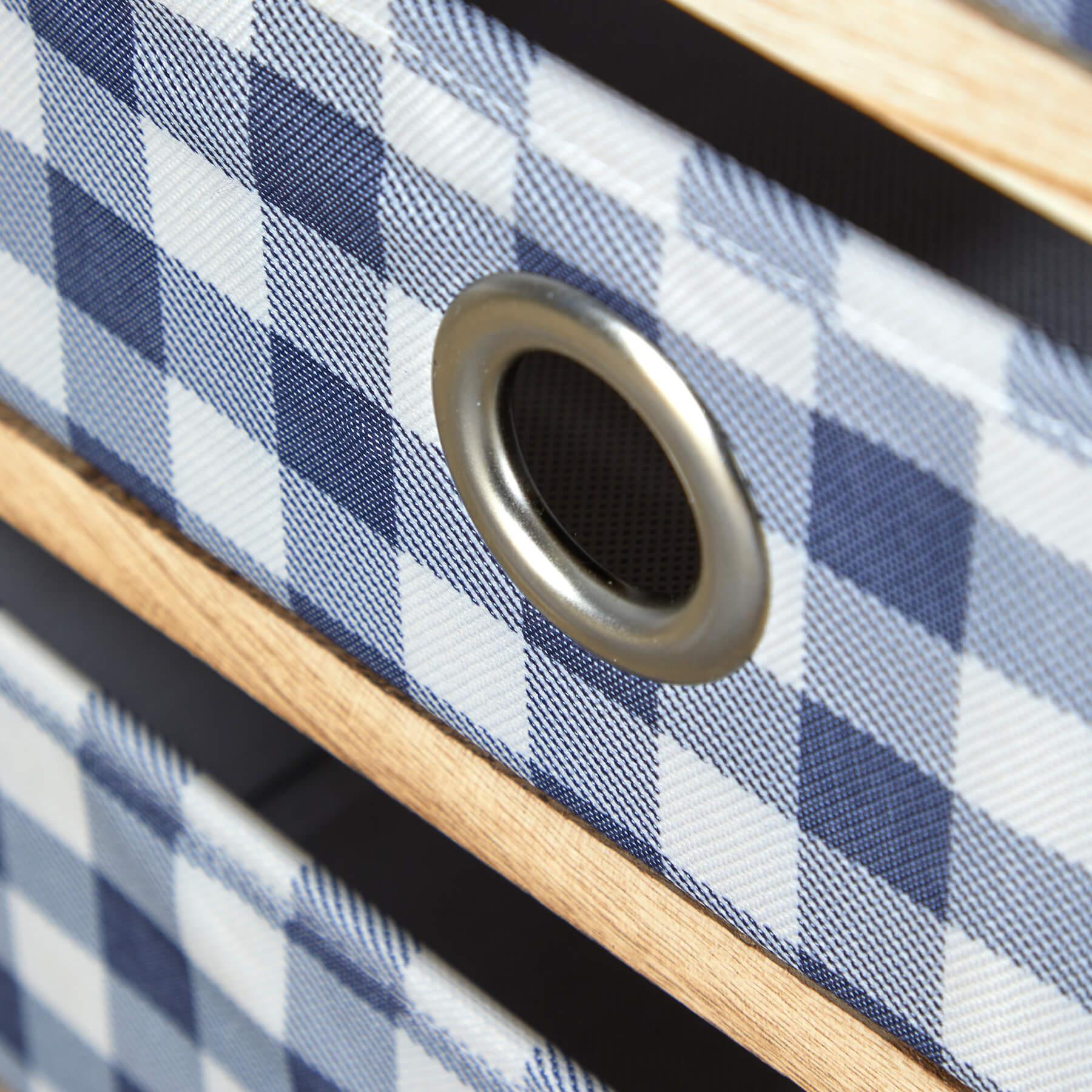 Wooden Chest 3/4/5 Storage Drawers Plaid Fabric Bedroom Organiser Coastal Style - Picture 13 of 22