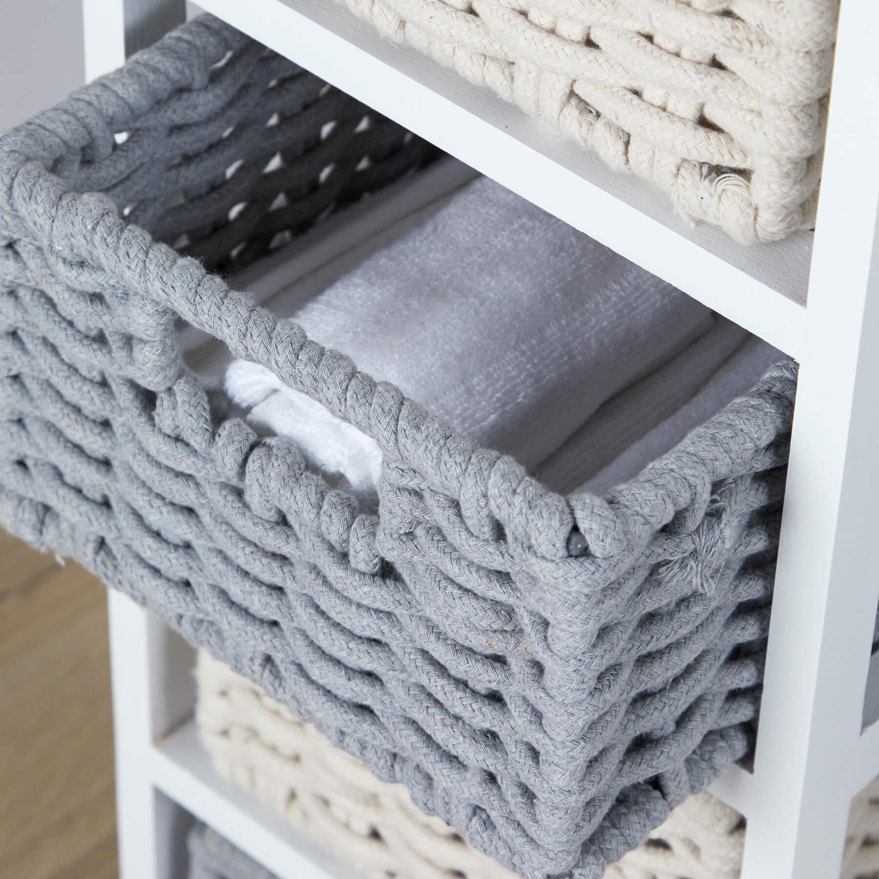 Chest 3/4 Drawers Storage Organiser Coastal Style Woven Basket Fully Assembled - Picture 15 of 17