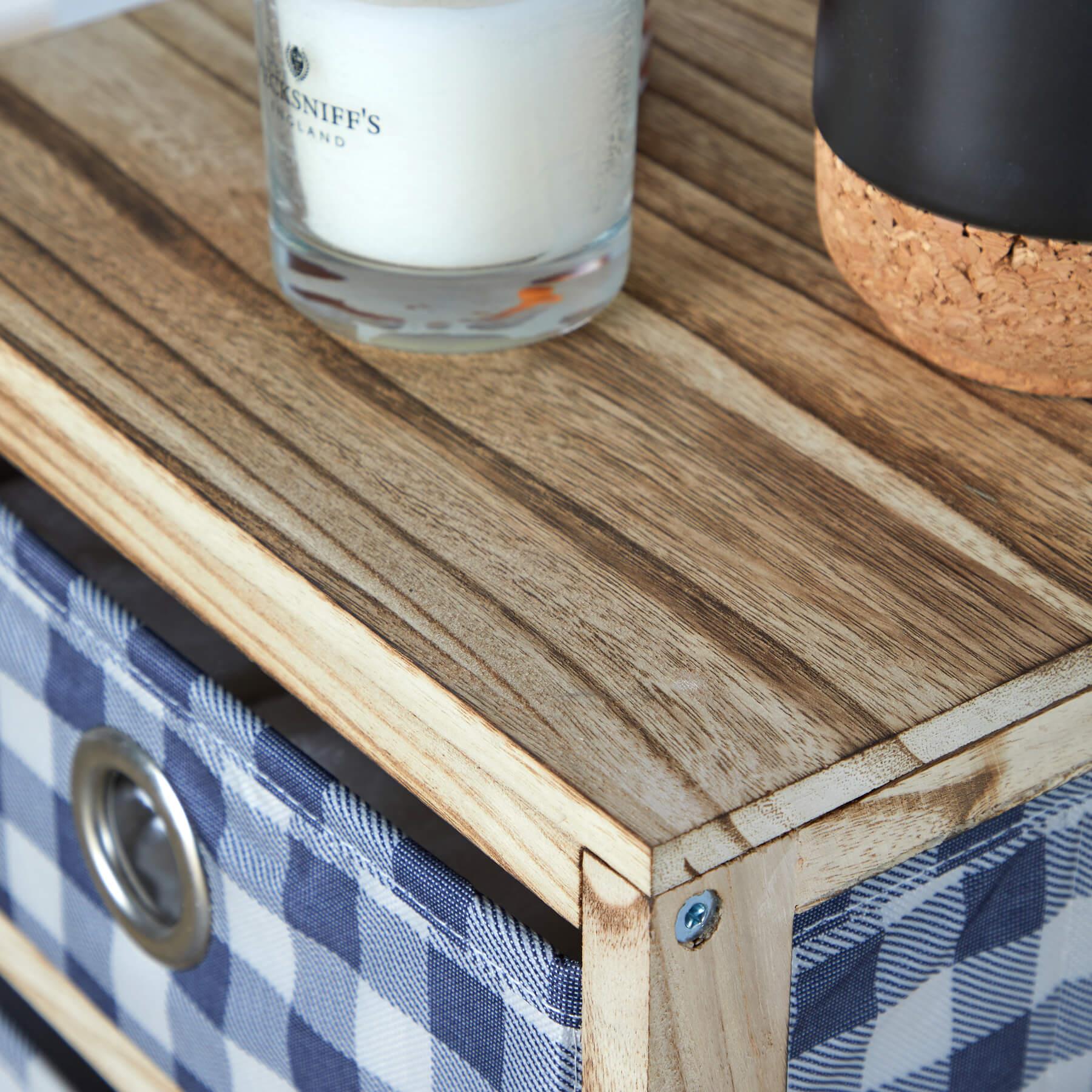 Wooden Chest 3/4/5 Storage Drawers Plaid Fabric Bedroom Organiser Coastal Style - Picture 12 of 22
