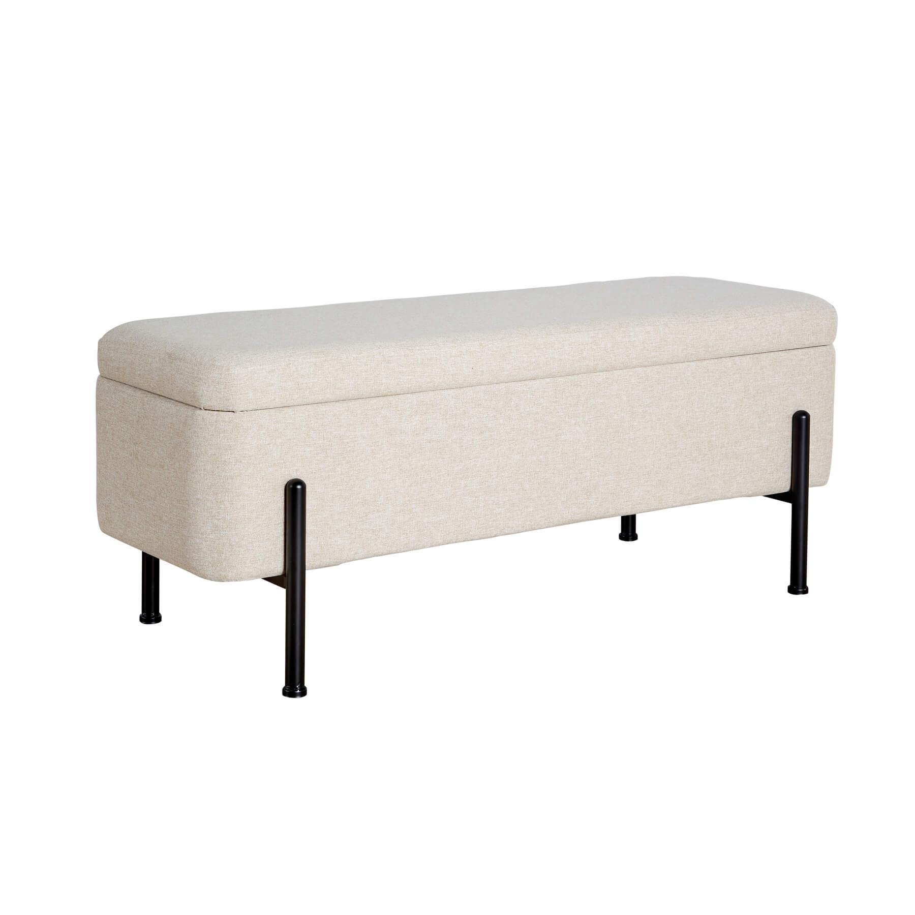Storage Ottoman Seat Velvet Metal Legs Compact Storage Bedroom Home Furniture - Picture 45 of 55