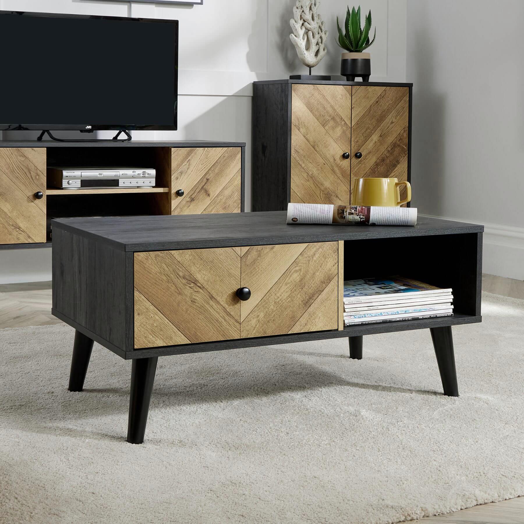 Coffee Table Rectangular 1 Drawer Open Storage Home Living Room Furniture Unit - Picture 2 of 23