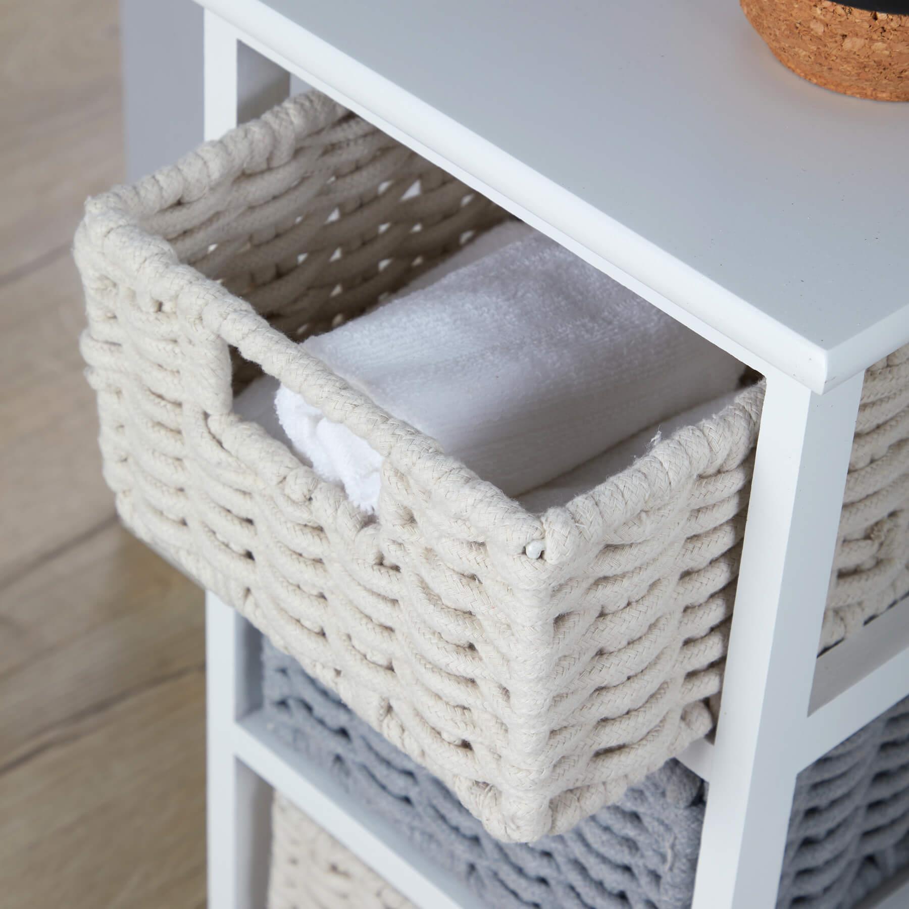 Chest 3/4 Drawers Storage Organiser Coastal Style Woven Basket Fully Assembled - Picture 7 of 17