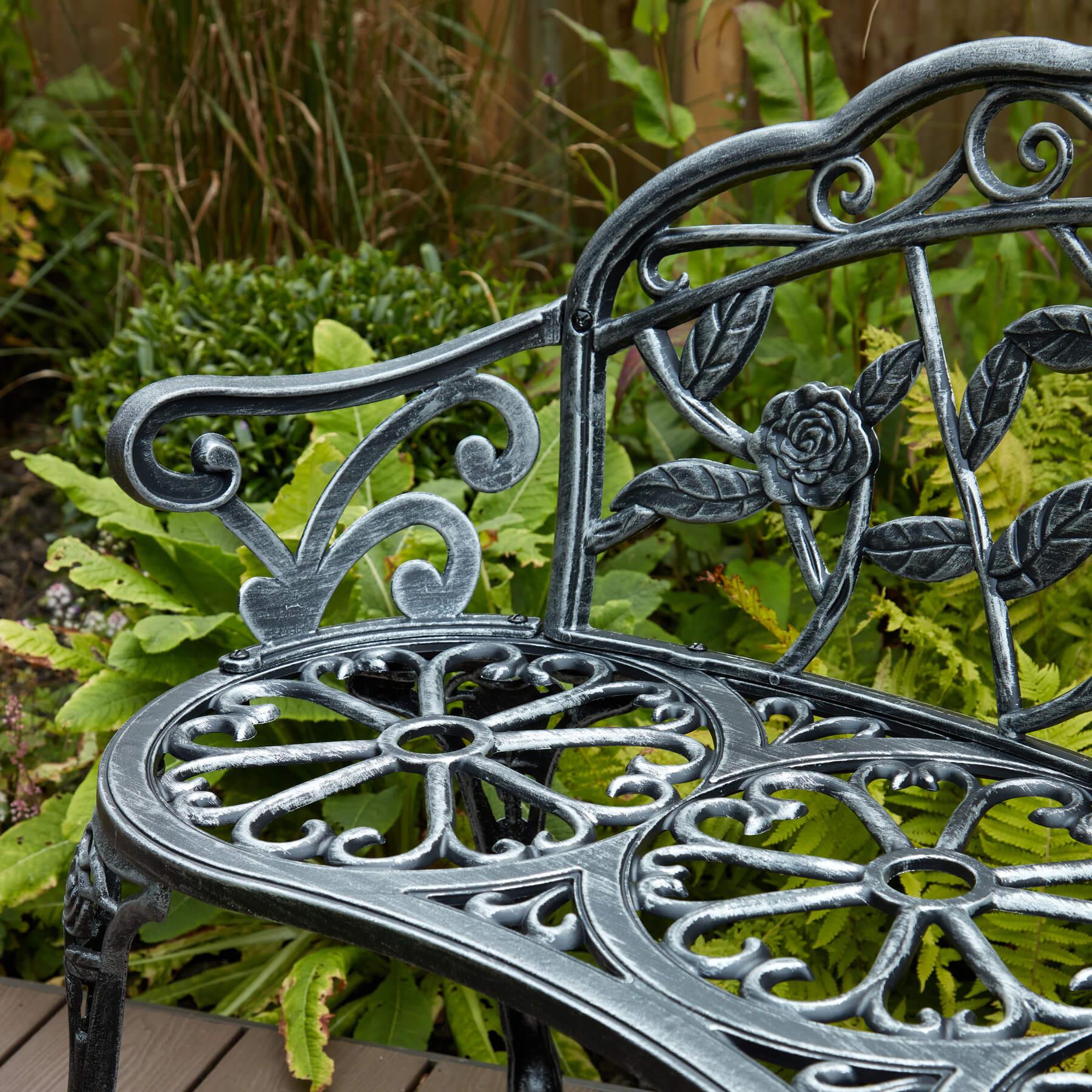 Cast Aluminium Garden Bench Metal Frame 2 Seater Patio Furniture Outdoor Seating - Picture 13 of 29