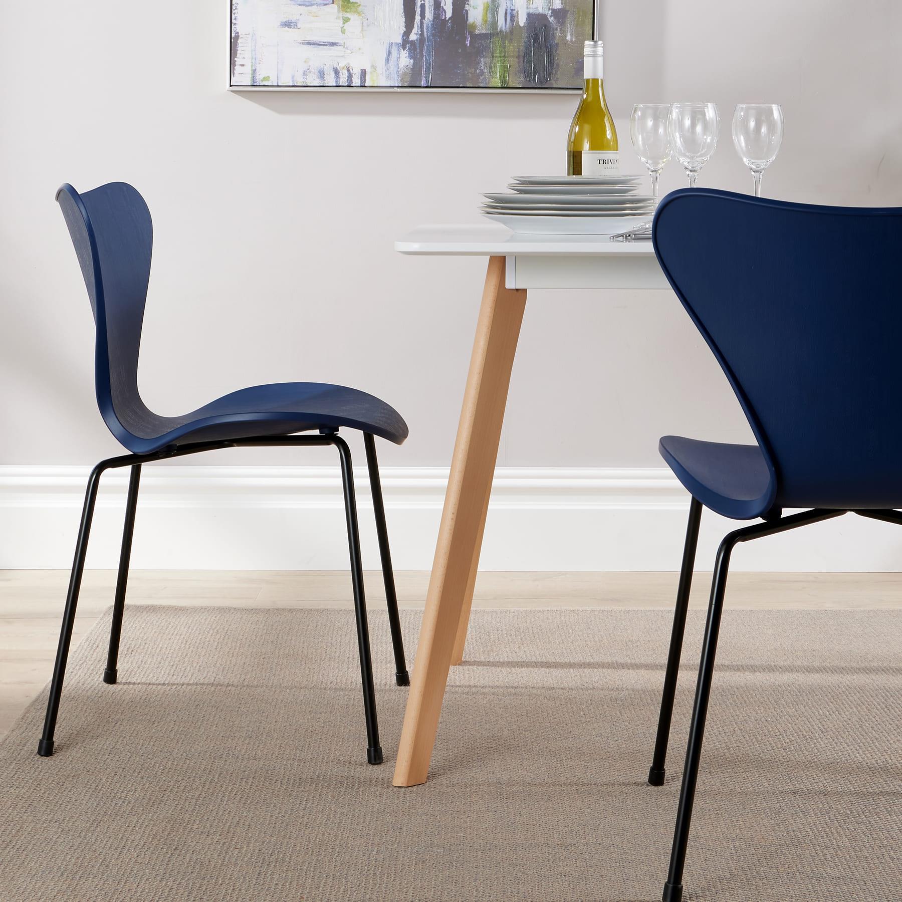 Dining Table Set - 120cm White Top Wooden Legs With 4 Kitchen Chairs Furniture - Picture 32 of 79