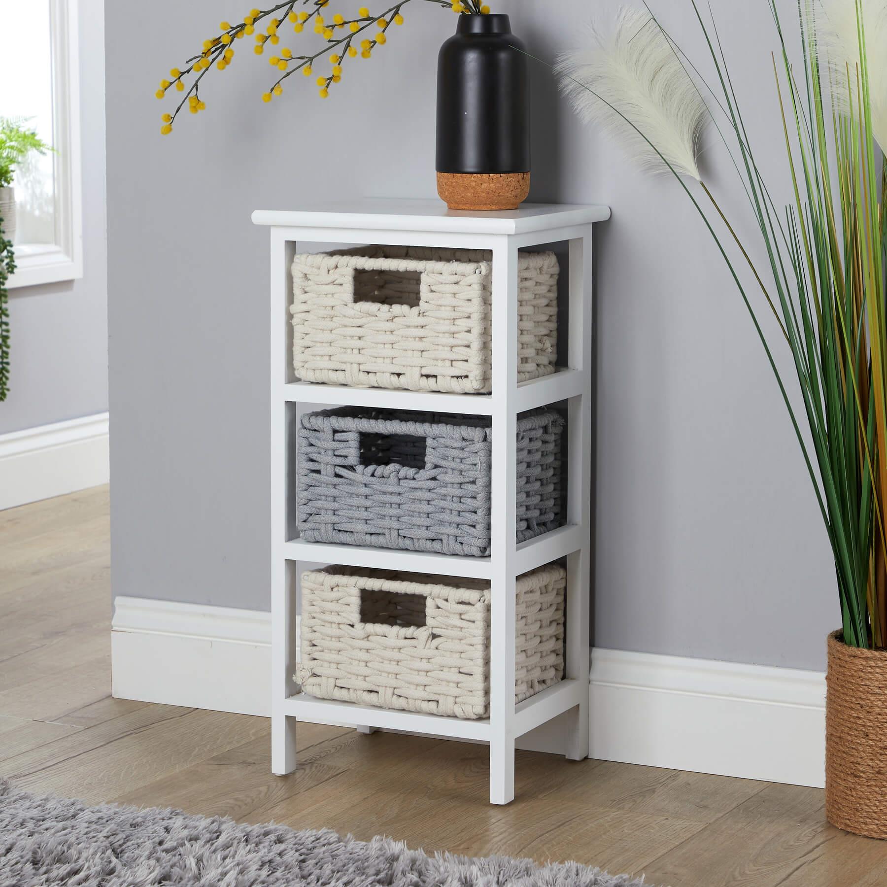 Chest 3/4 Drawers Storage Organiser Coastal Style Woven Basket Fully Assembled - Picture 4 of 17