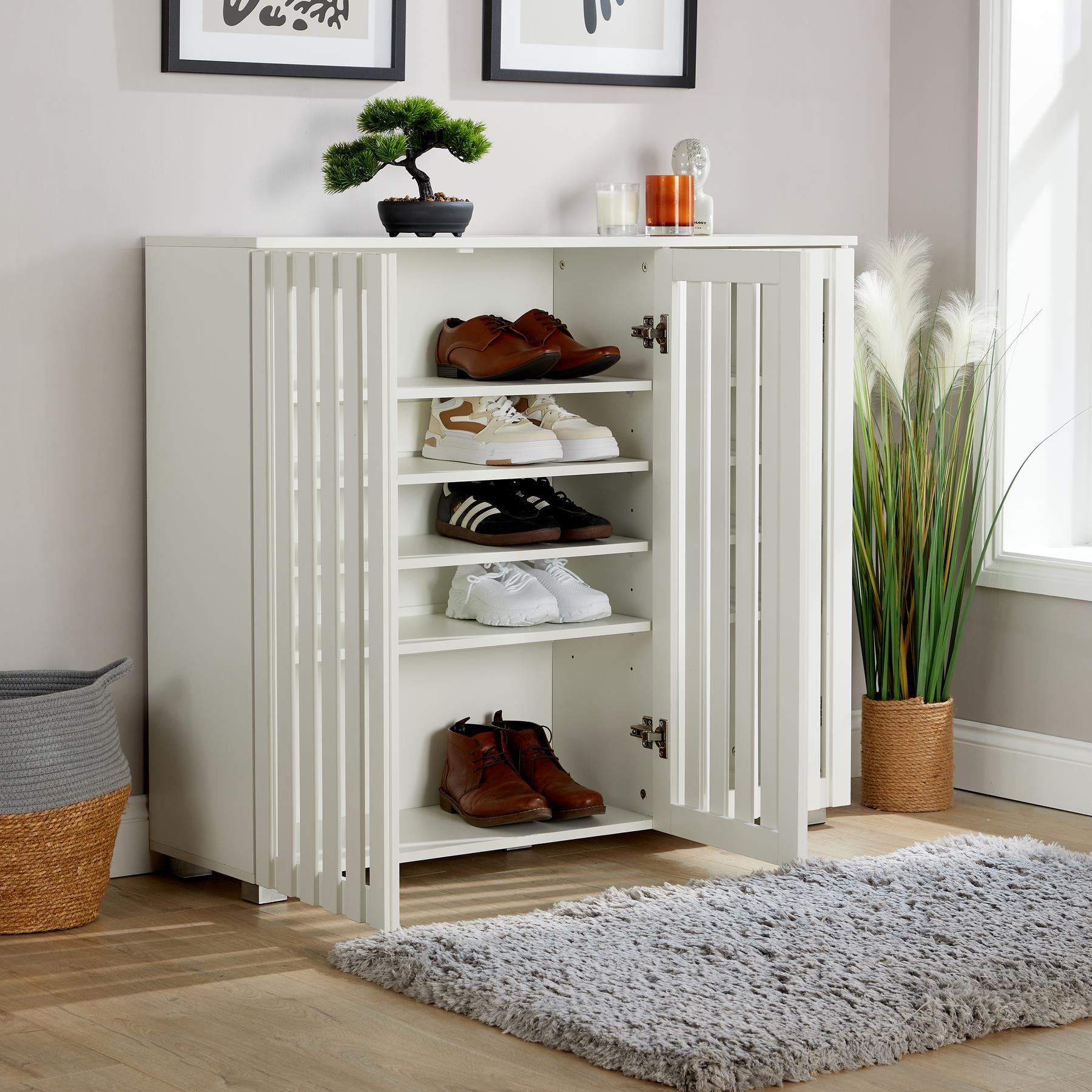 Shoe Storage Cabinet 2/3 Door with Adjustable Shelves Compact Entryway Organiser - Picture 26 of 33