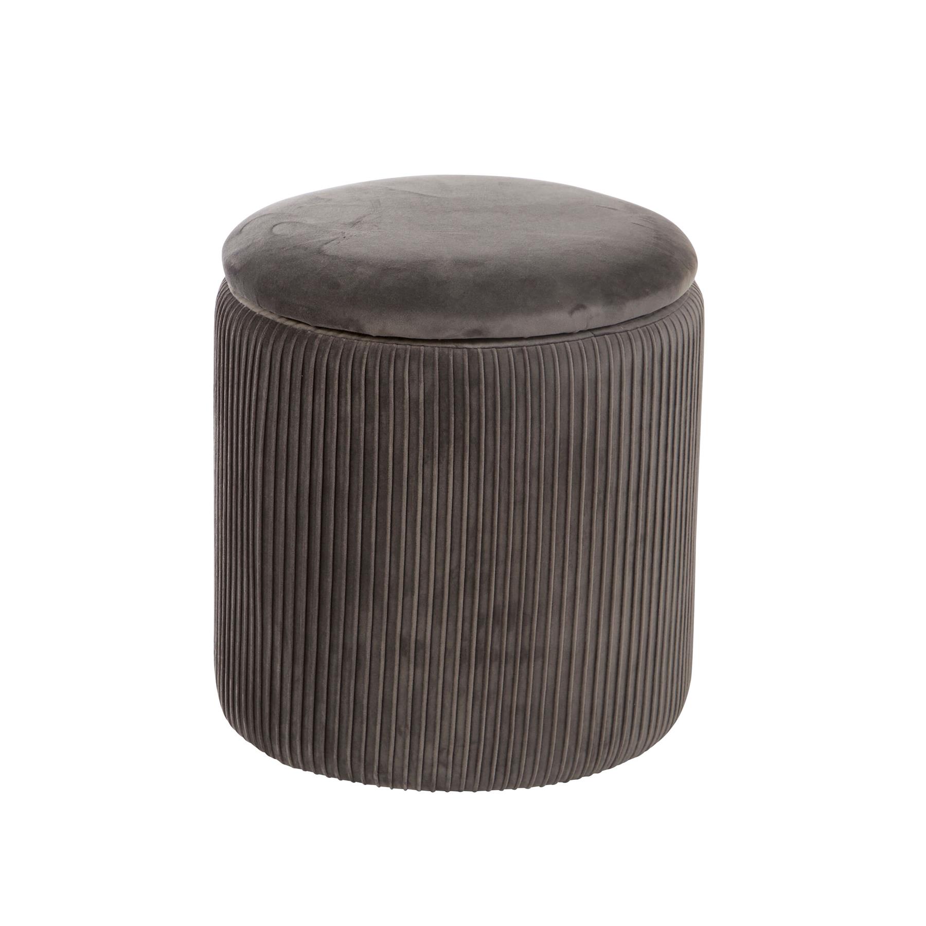 Iris Velvet Grey Ottoman Storage Box Pouffe Seat Stool Footstool
