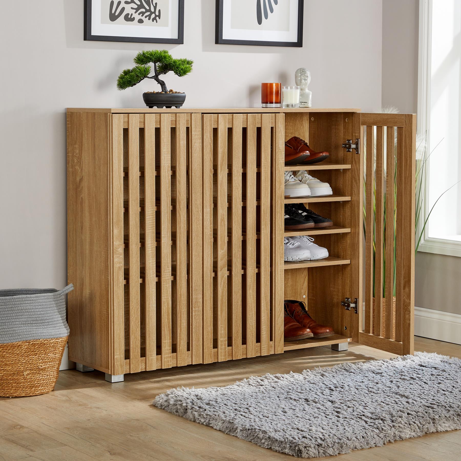 Shoe Storage Cabinet 2/3 Door with Adjustable Shelves Compact Entryway Organiser - Picture 10 of 33