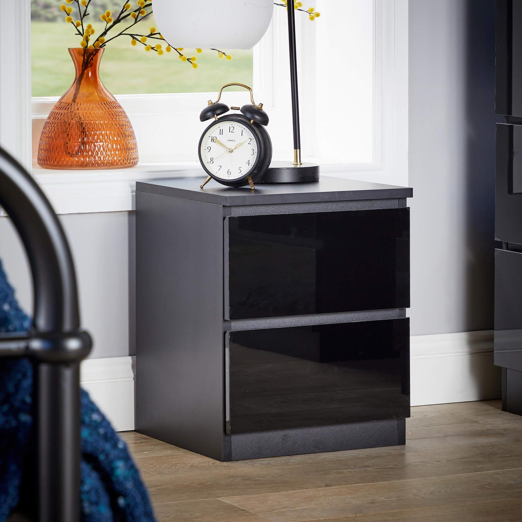 Mesita de noche moderna con 2 cajones mueble dormitorio - Imagen 2 de 21