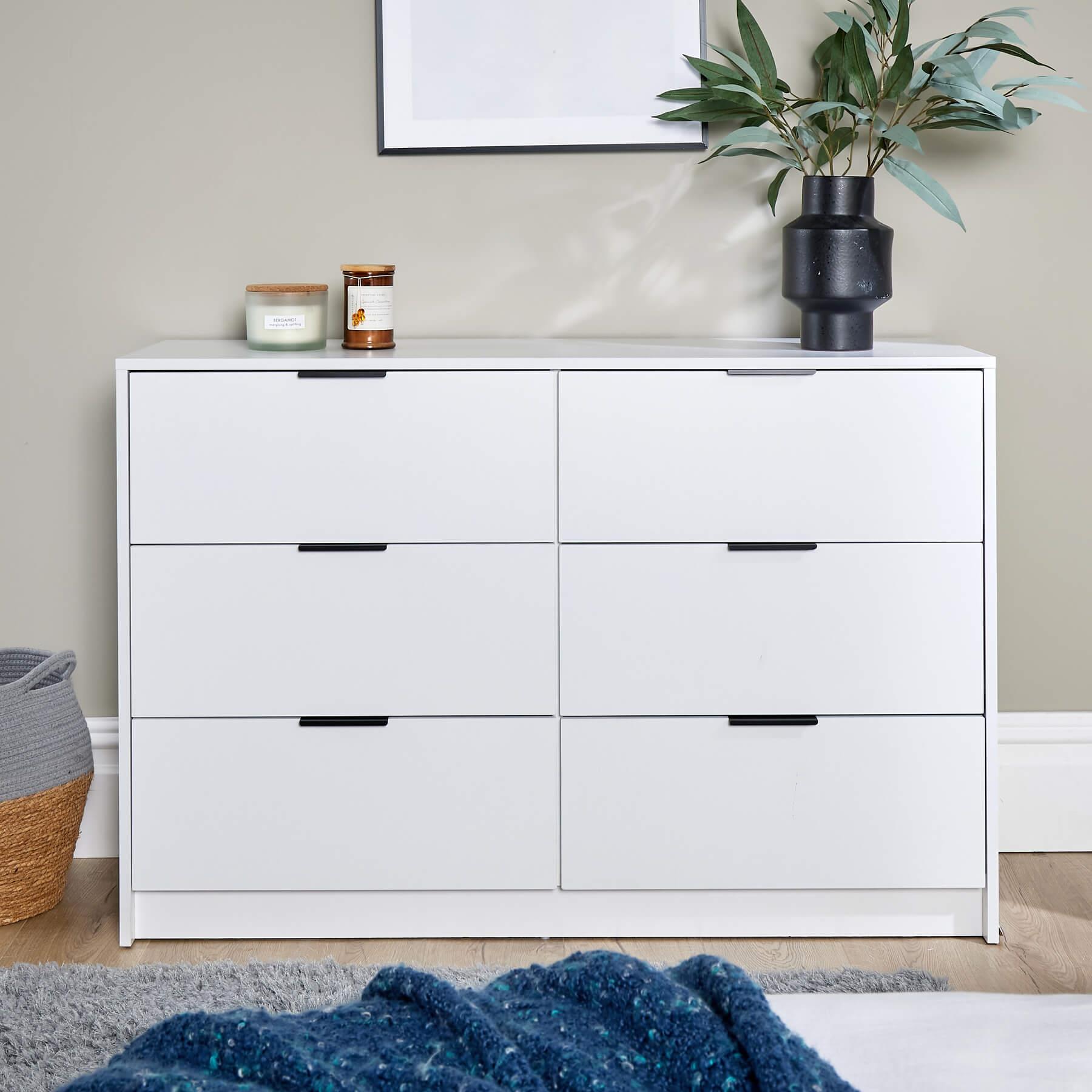 Chest 6 Drawers Bedroom Furniture Clothing Bedside Storage Organiser Wide - Picture 26 of 30