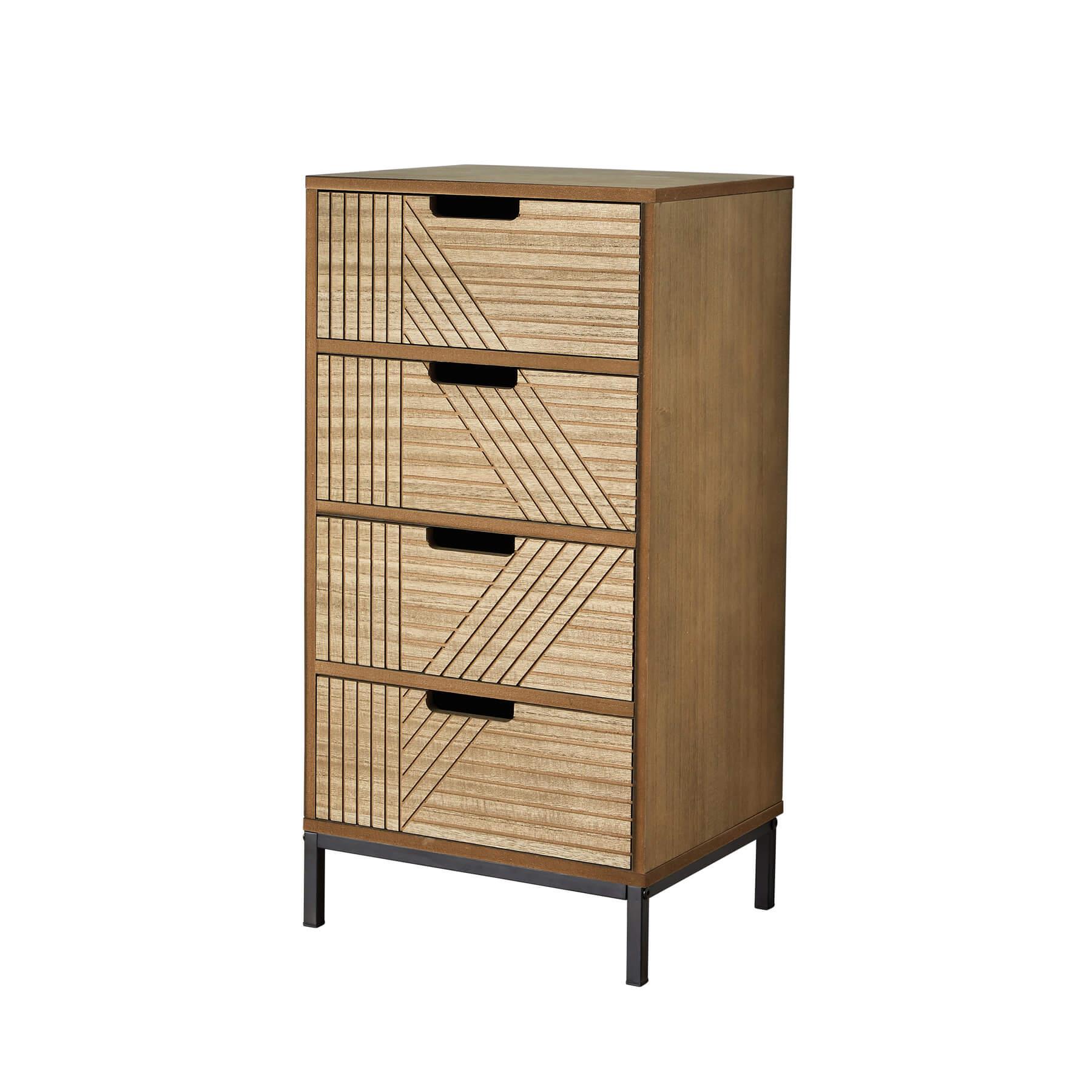 Solid Chest 3/4 Storage Drawers Geometric Design Bedroom Clothing Organiser Unit - Picture 21 of 22