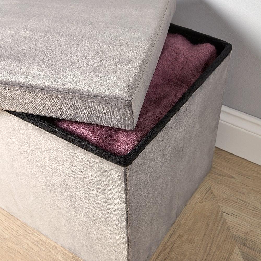 Folding Ottoman Chest Home Furniture Solid Sturdy Storage Space Saving Box - Picture 11 of 14