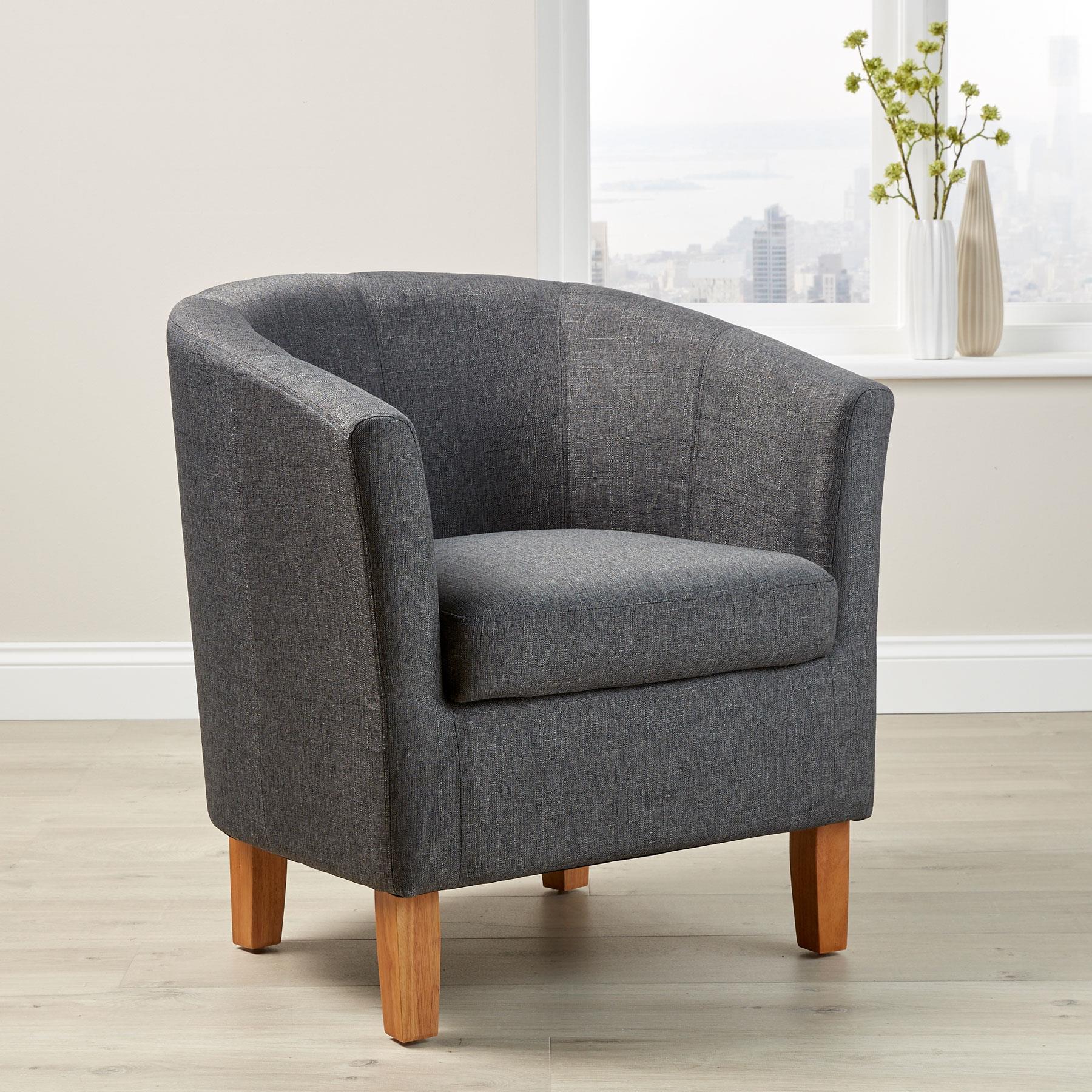 Fabric Tub Chair Colour Range Wooden Legs Armchair Living Room Modern Office - Picture 11 of 30