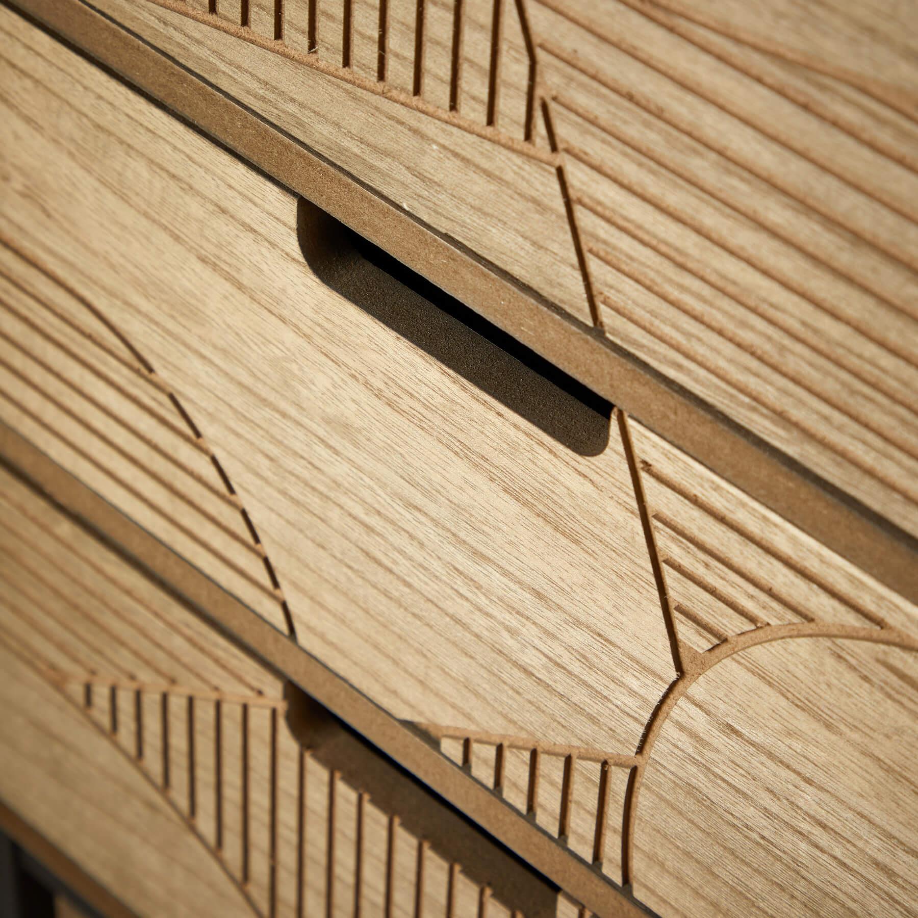 Chest 3/4 Solid Wooden Storage Drawers Geometric Design Bedroom Organiser - Picture 11 of 22