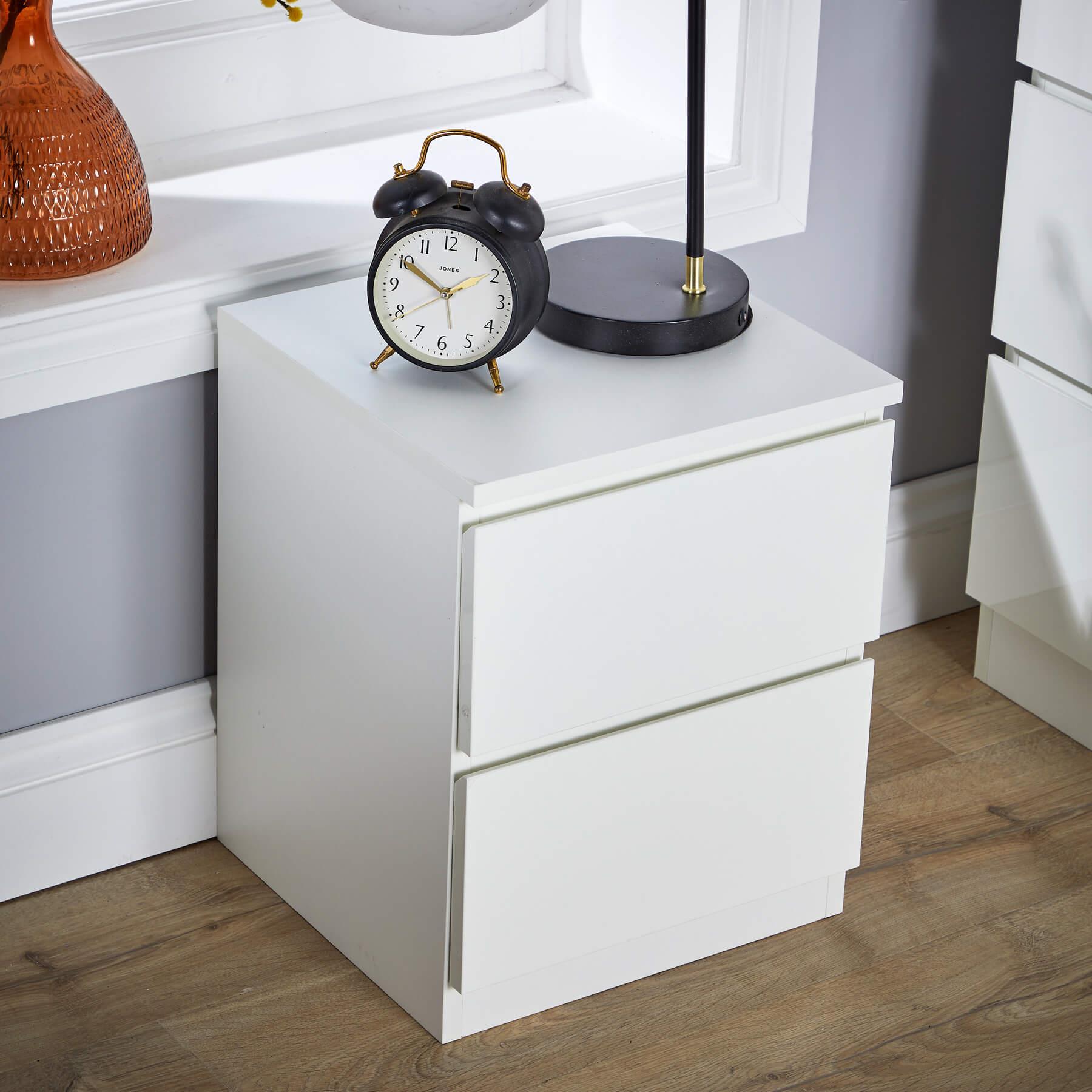 Mesita de noche moderna con 2 cajones mueble dormitorio - Imagen 16 de 21