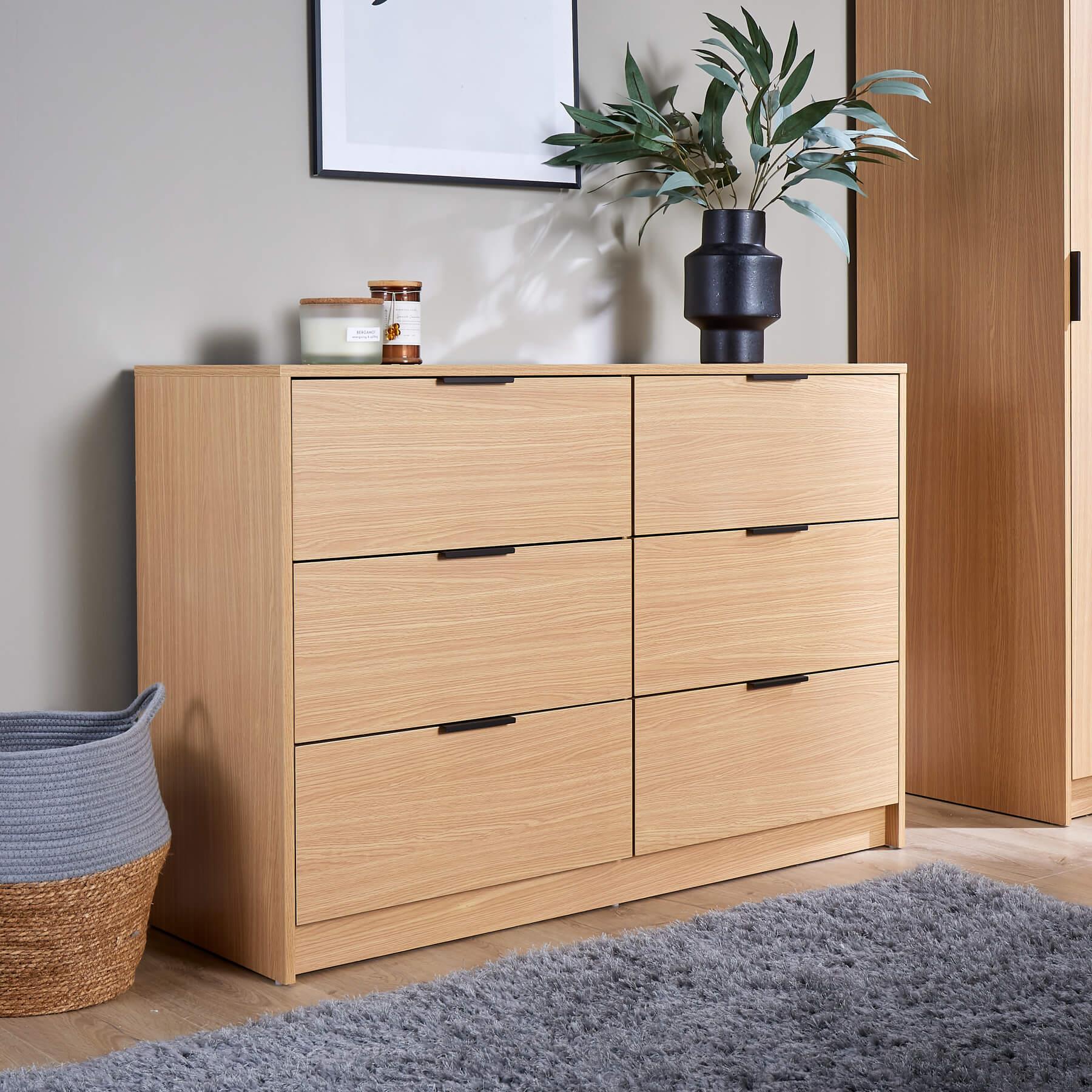 Chest 6 Drawers Bedroom Furniture Clothing Bedside Storage Organiser Wide - Picture 16 of 30