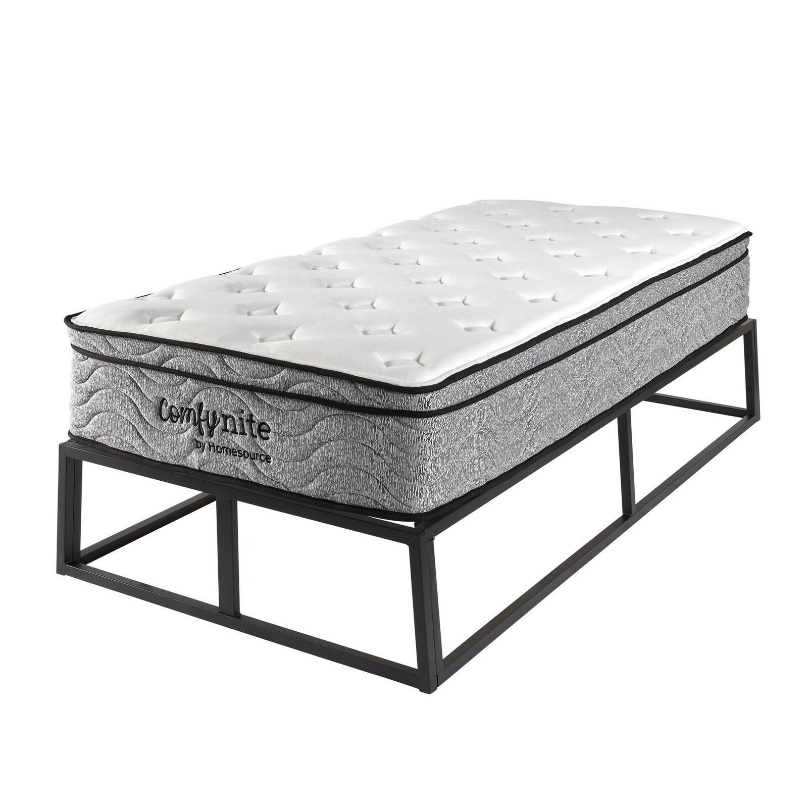 Contemporary Single / Double Platform Bed Black Metal Frame With Slatted Support - Picture 28 of 30