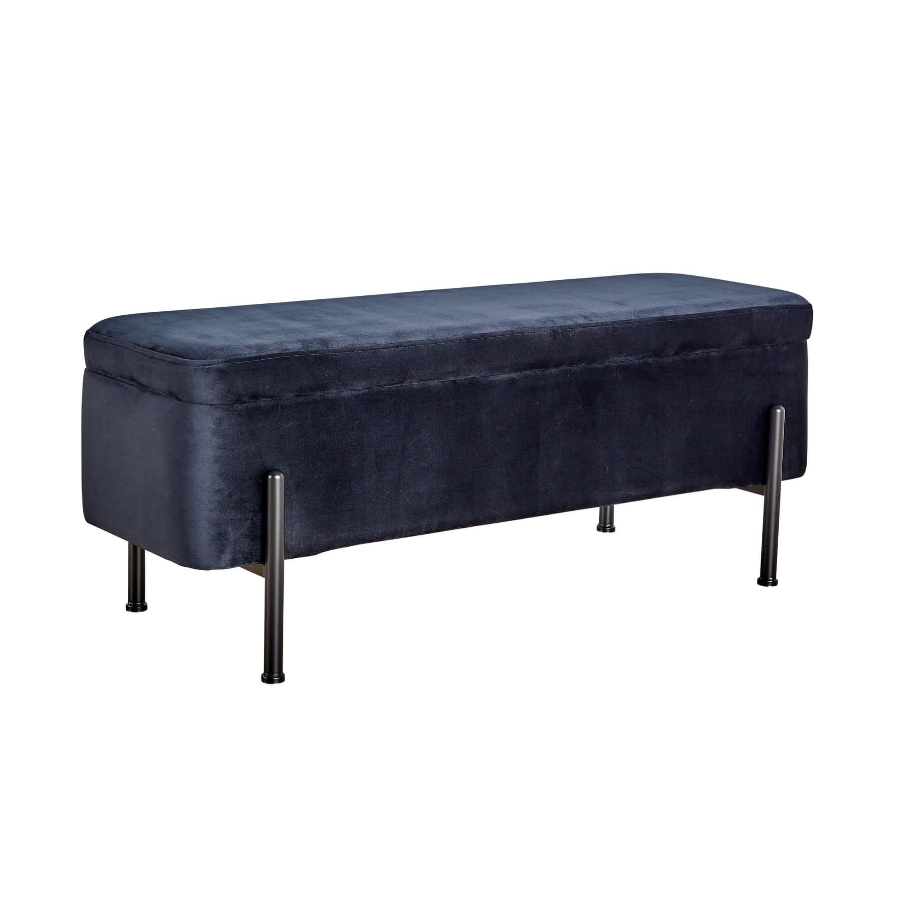 Storage Ottoman Seat Velvet Metal Legs Compact Storage Bedroom Home Furniture - Picture 9 of 55