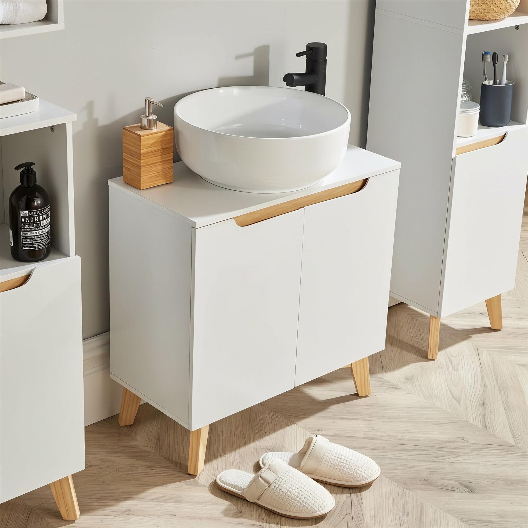 Under Sink Basin Unit Bathroom Storage Cupboard Shelving Furniture Unit - Picture 11 of 15