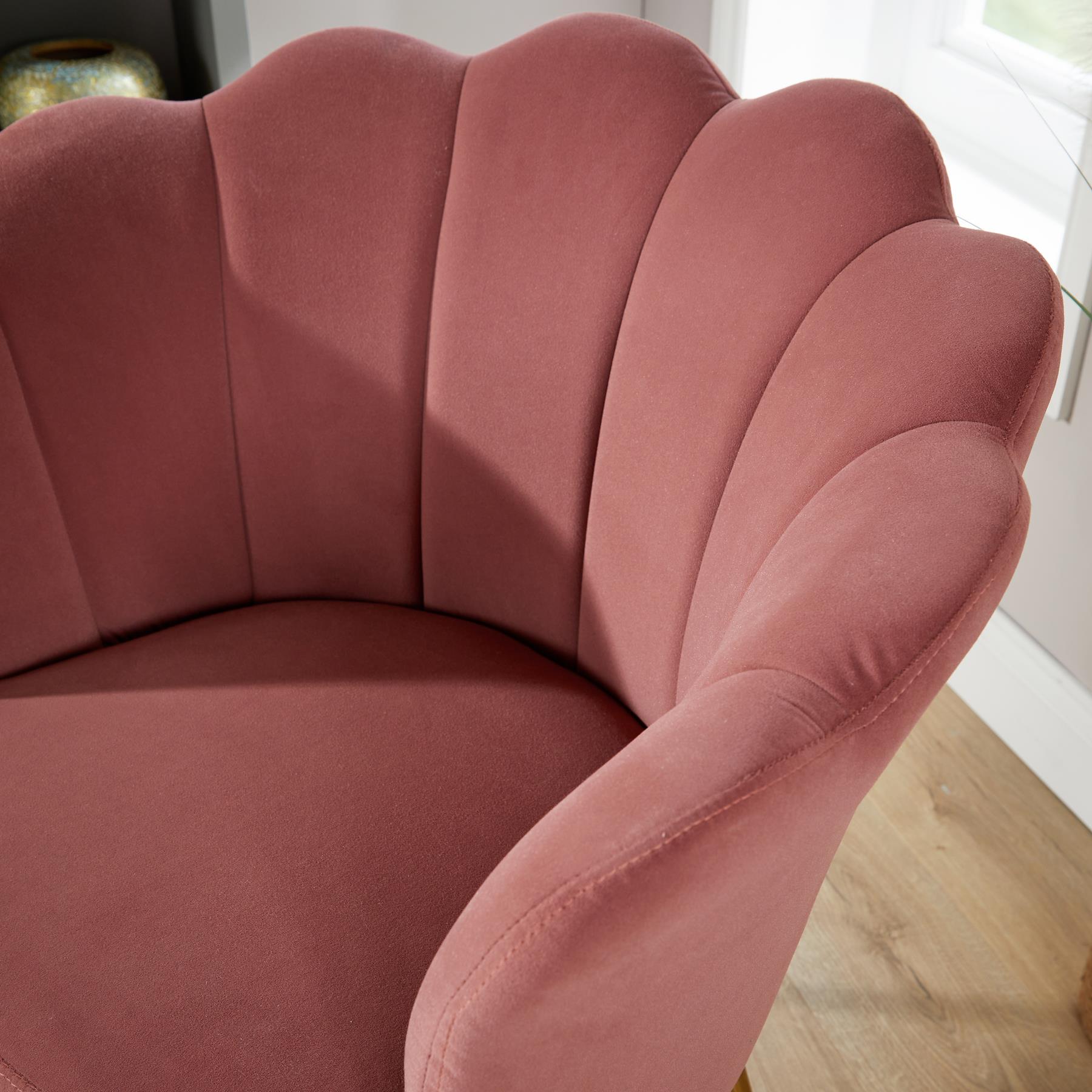 Grey Boucle Fabric Scallop Shell Chair Wing Back Armchair Sofa Gold Legs - Picture 22 of 41