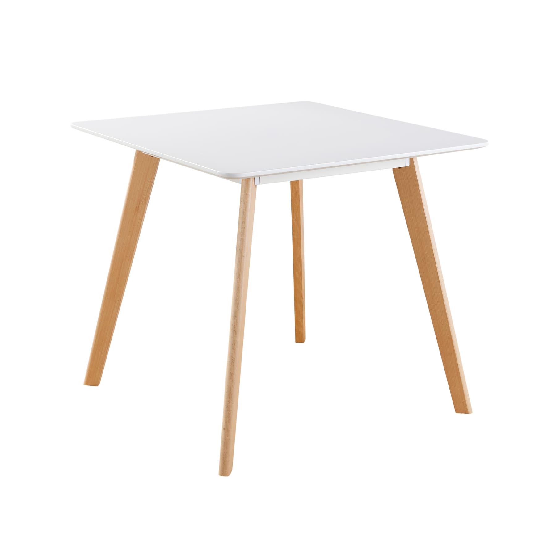 Esstisch Set - 80 cm weiße Platte Holzbeine 4 geometrische/gebogene Küchenstühle - Bild 23 von 48