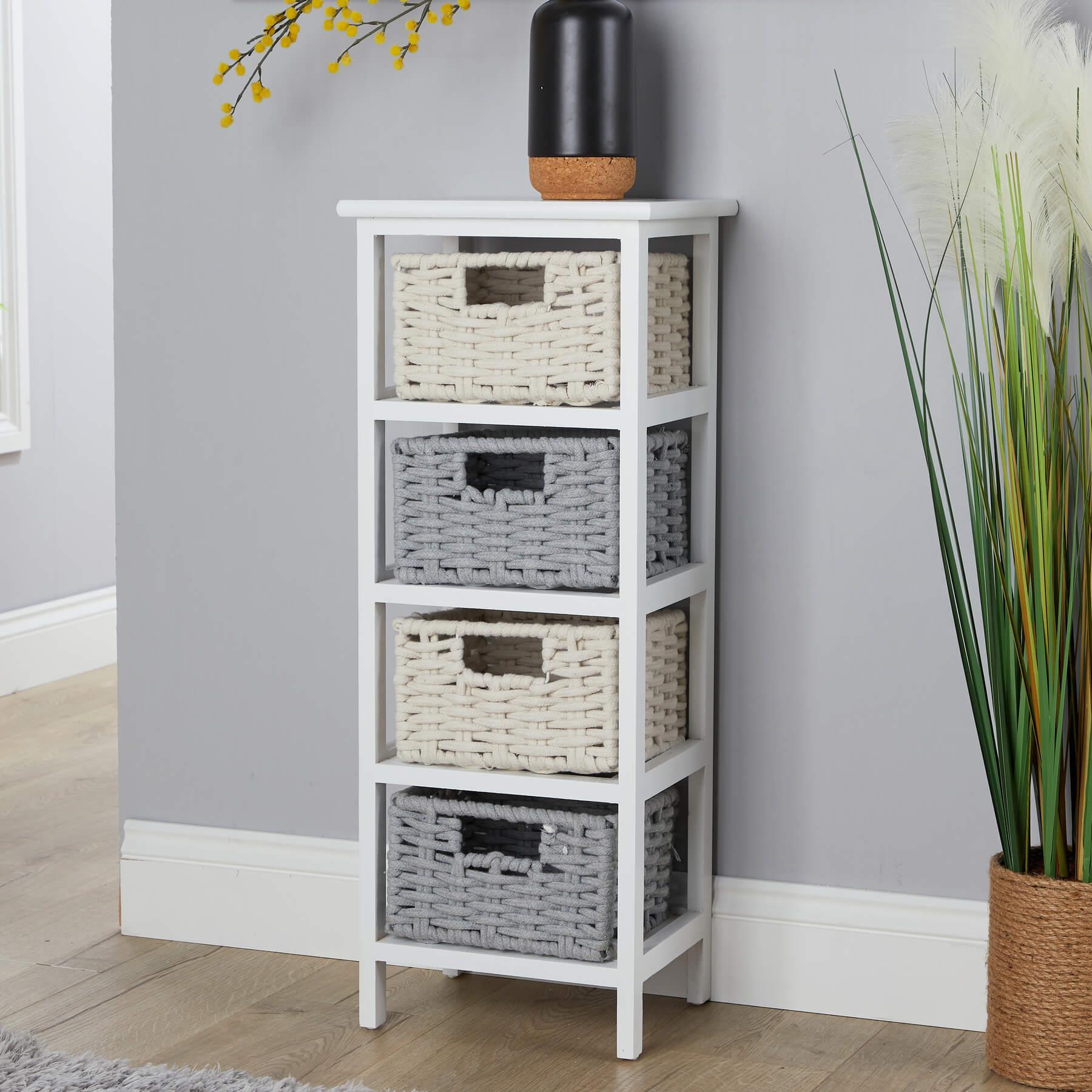 Chest 3/4 Drawers Storage Organiser Coastal Style Woven Basket Fully Assembled - Picture 12 of 17