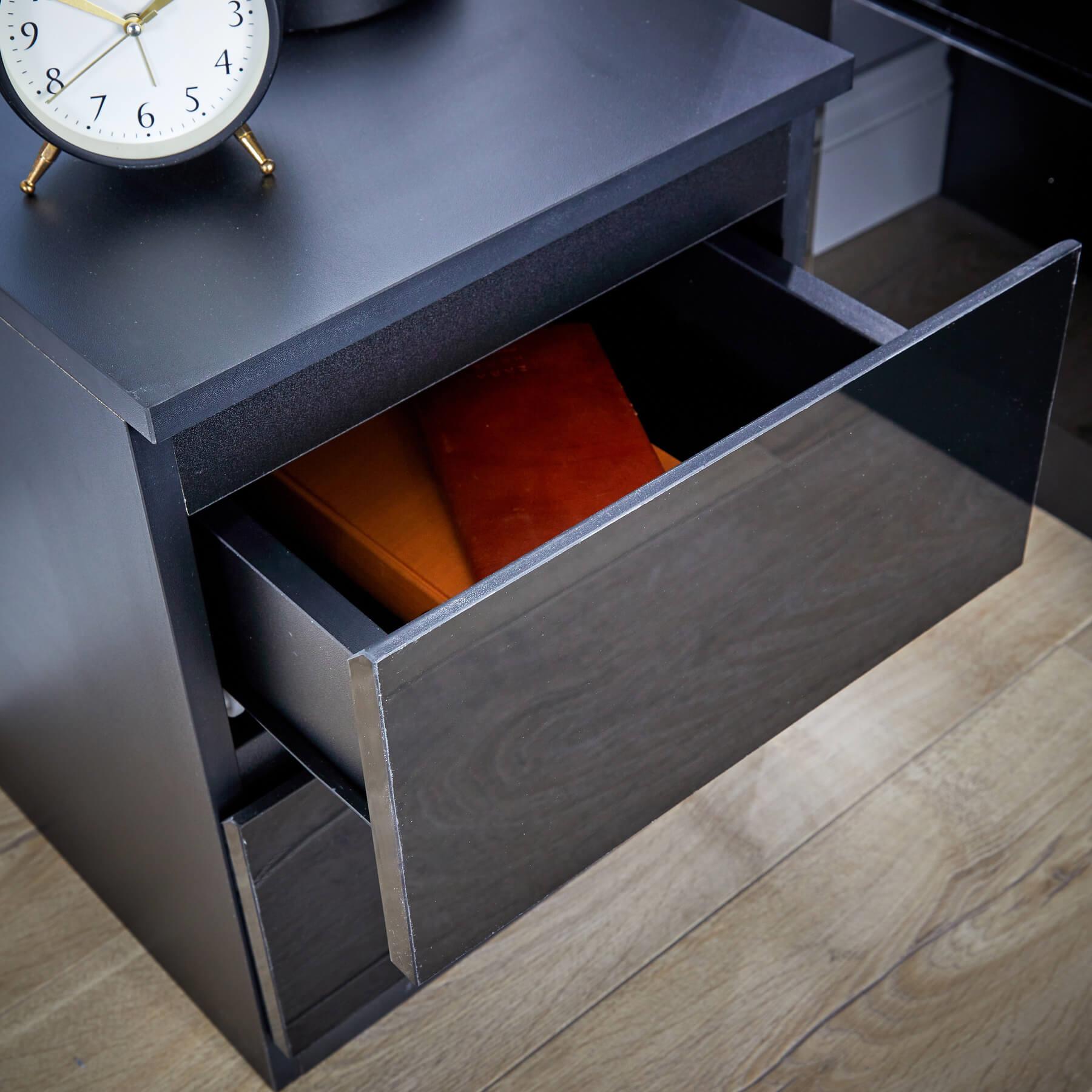 Mesita de noche moderna con 2 cajones mueble dormitorio - Imagen 6 de 21