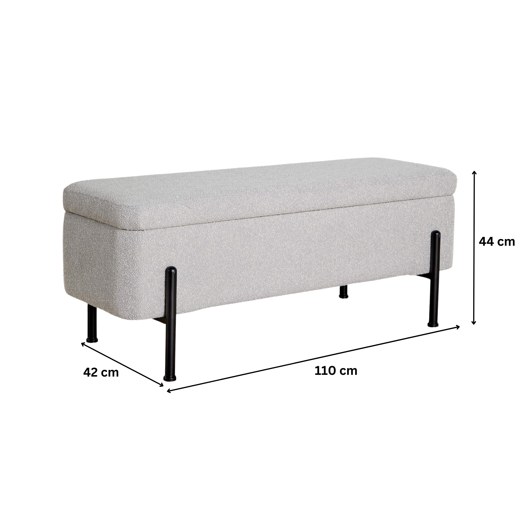 Storage Ottoman Seat Velvet Metal Legs Compact Storage Bedroom Home Furniture - Picture 28 of 55