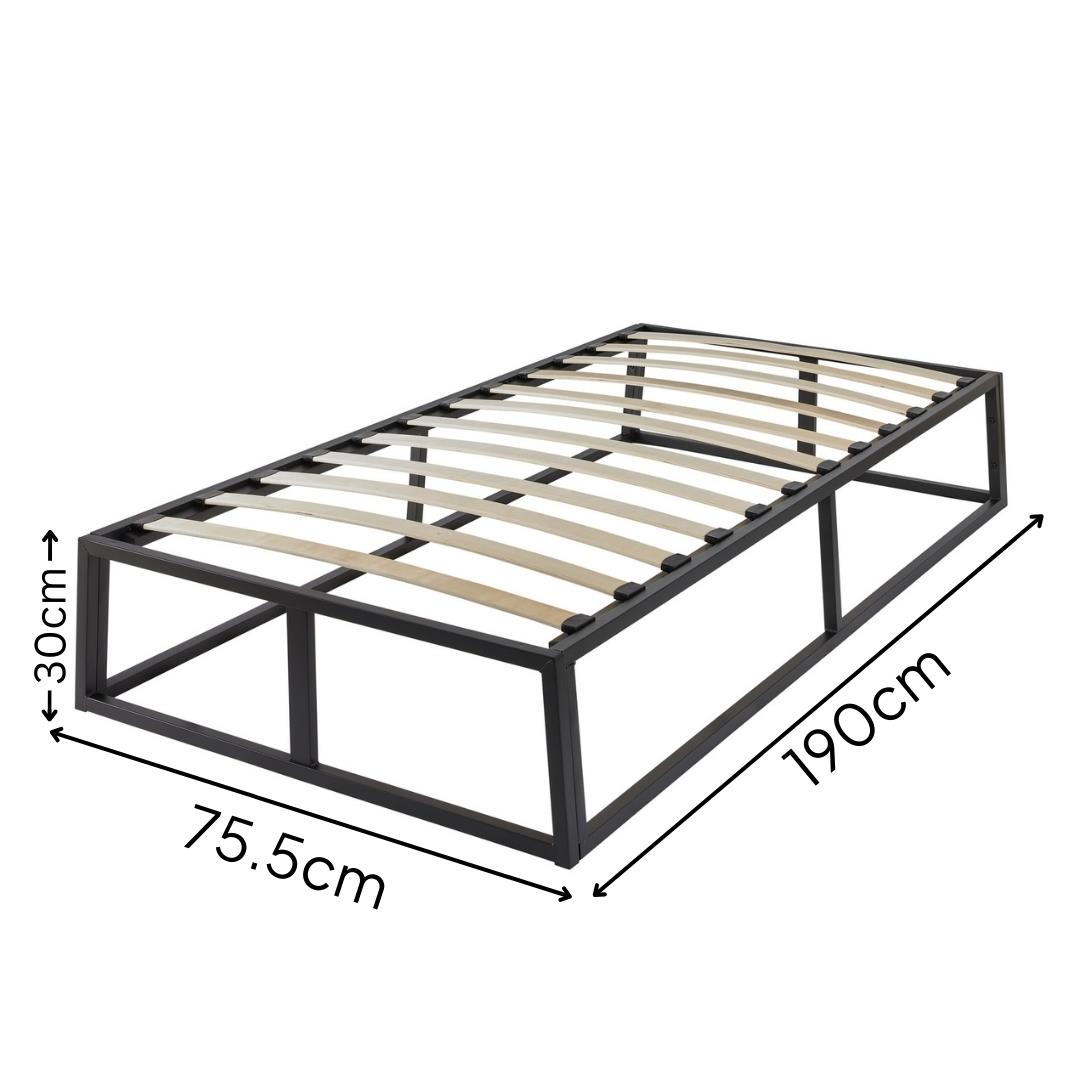 Contemporary Single / Double Platform Bed Black Metal Frame With Slatted Support - Picture 30 of 30