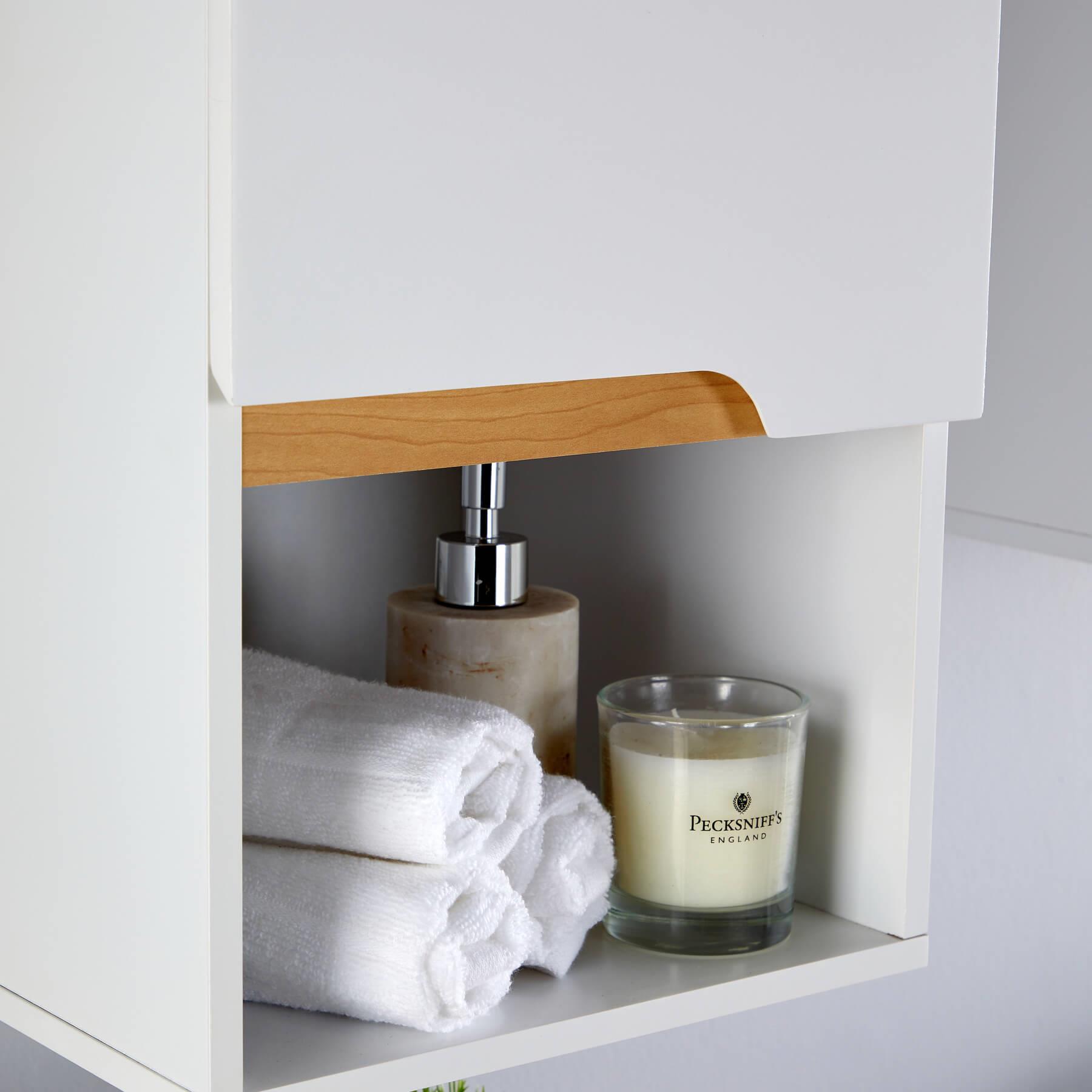 Badschrank Wandmontage Aufbewahrung Regal Organizer Schrank Waschtischunterschrank Weiß - Bild 12 von 16