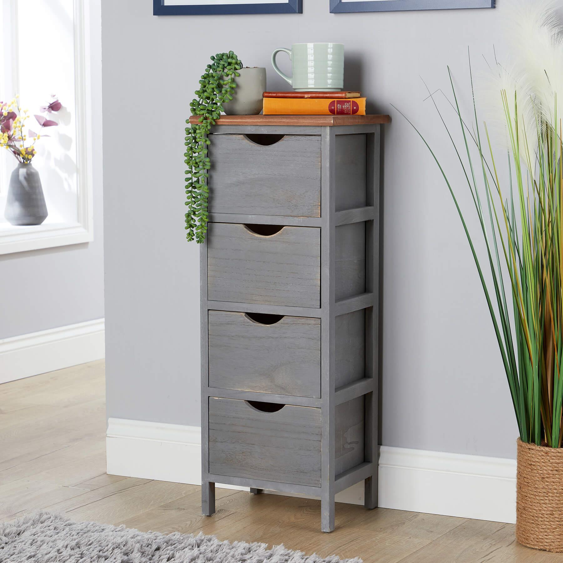 Chest 2/3/4 Drawers Grey Solid Wooden Storage Organiser Rustic Fully Assembled - Picture 20 of 25