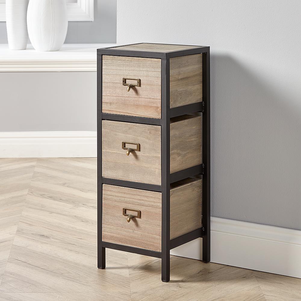 Chest 3/5 Drawers Tall Storage Unit Rustic Brown Metal Legs Home Fully Assembled - Picture 2 of 13