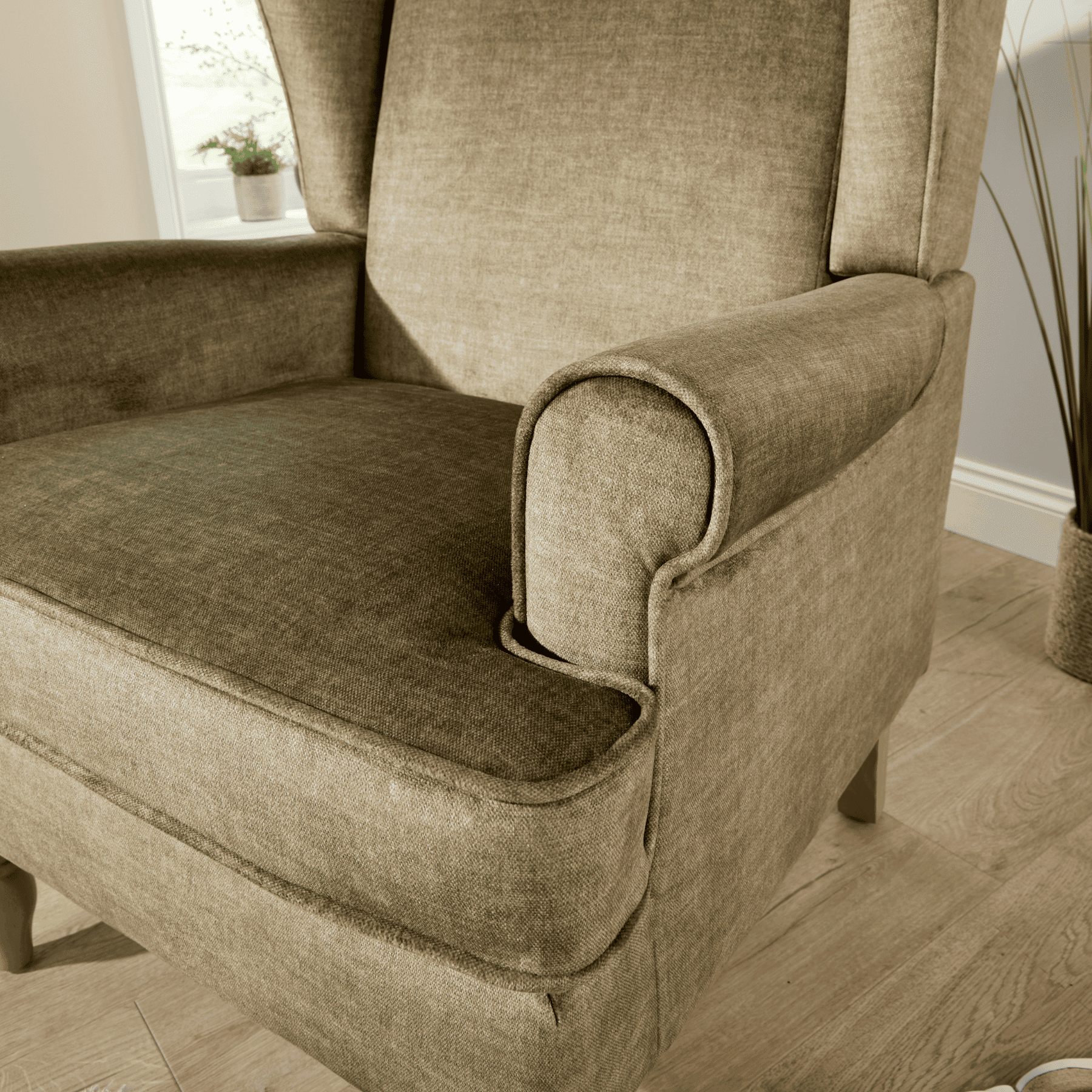Helena Wingback Armchair Modern Accent Chair Occasional Sofa Seating Wooden Legs - Picture 13 of 29