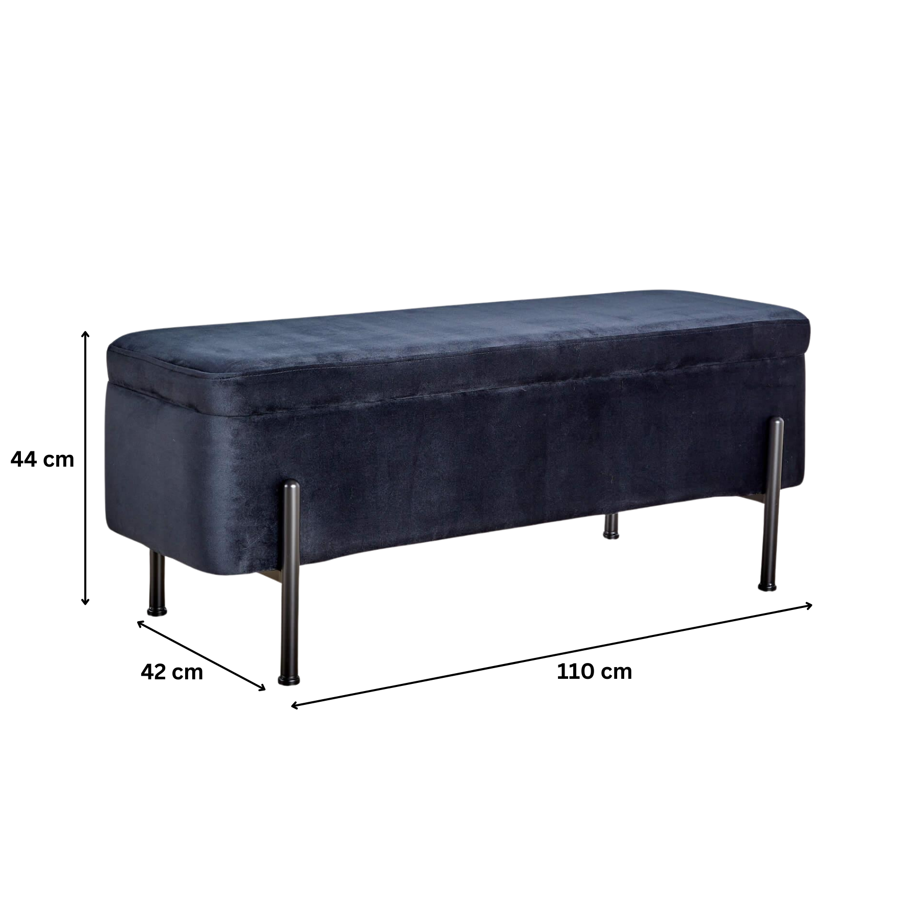 Storage Ottoman Seat Velvet Metal Legs Compact Storage Bedroom Home Furniture - Picture 10 of 55