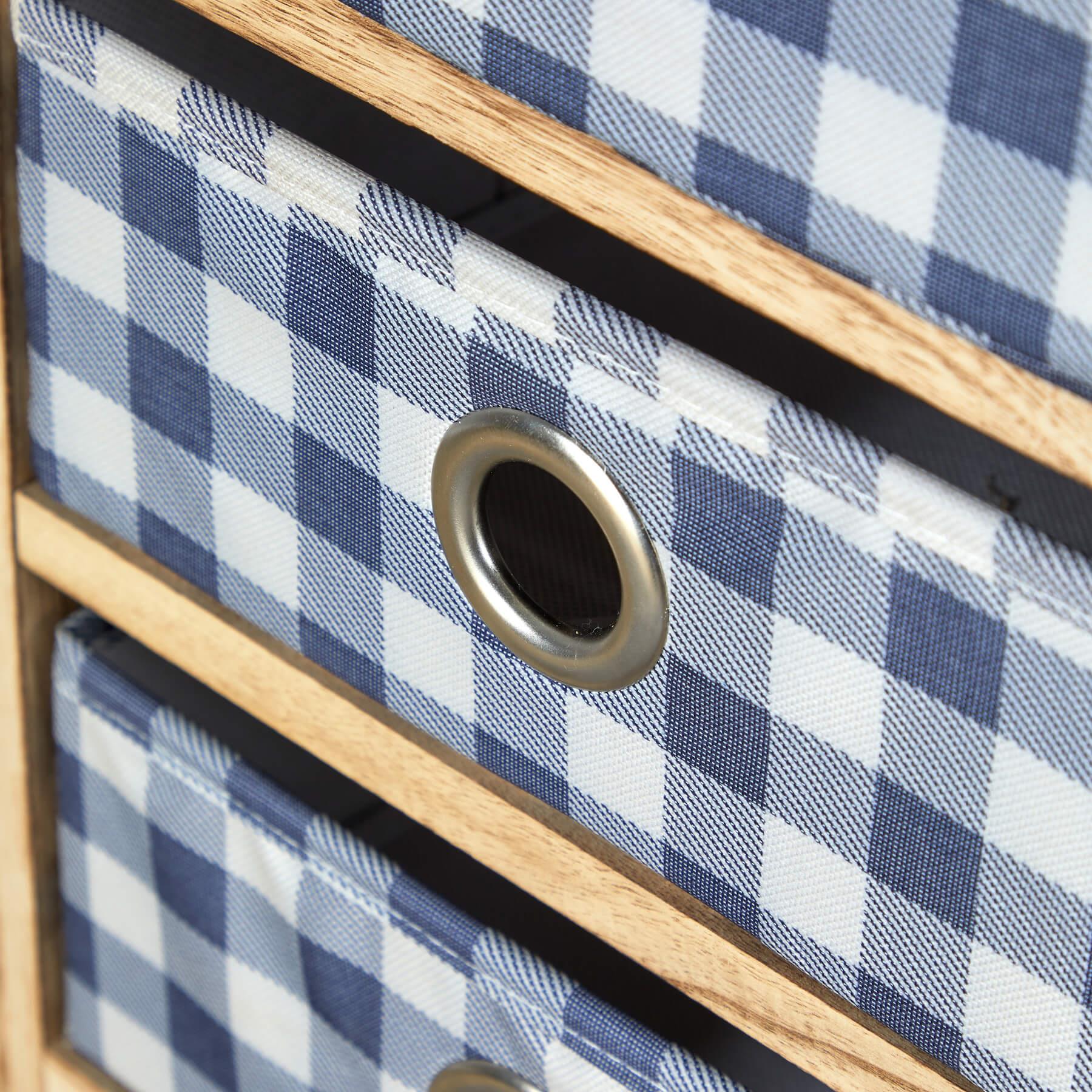 Wooden Chest 3/4/5 Storage Drawers Plaid Fabric Bedroom Organiser Coastal Style - Picture 20 of 22