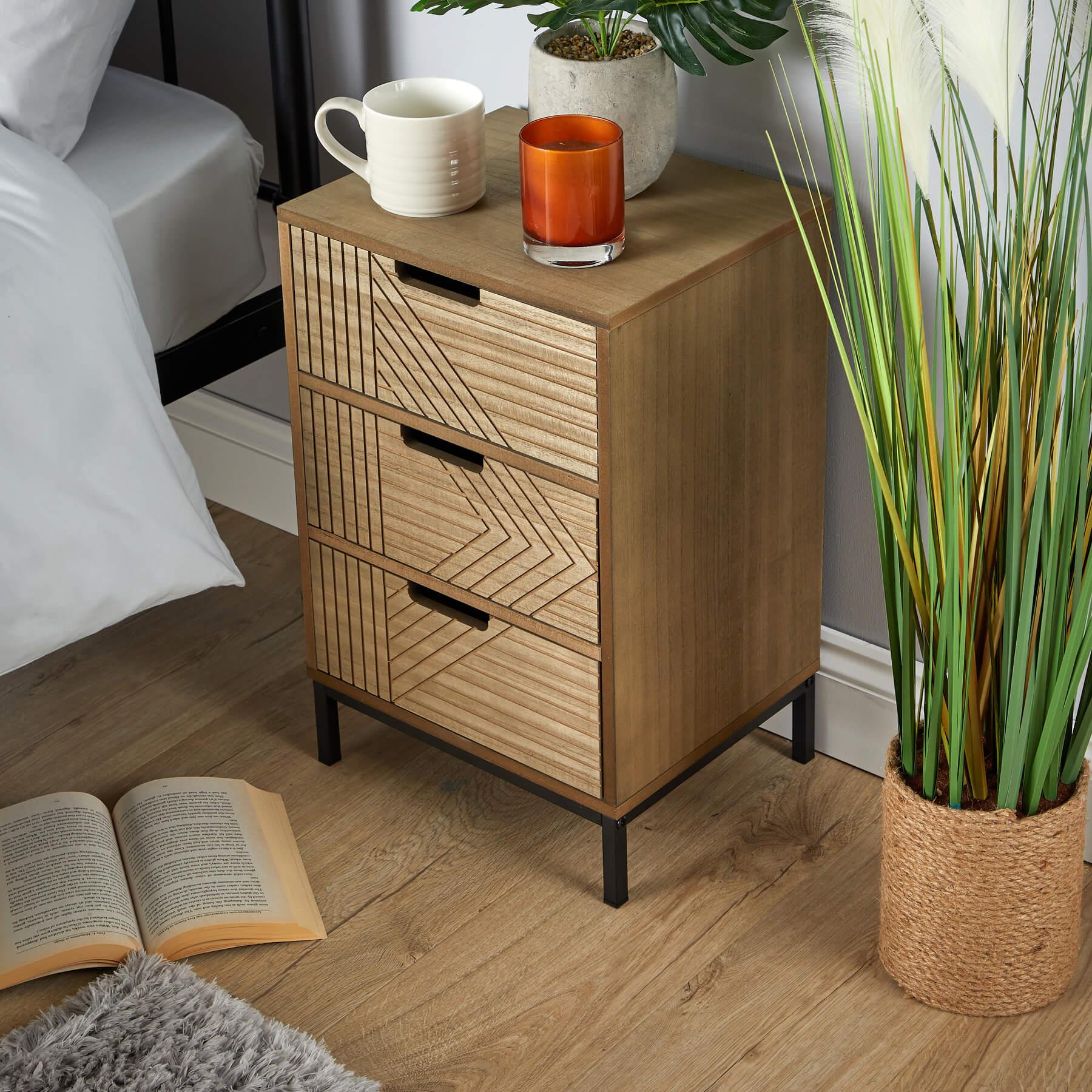 Solid Chest 3/4 Storage Drawers Geometric Design Bedroom Clothing Organiser Unit - Picture 7 of 22